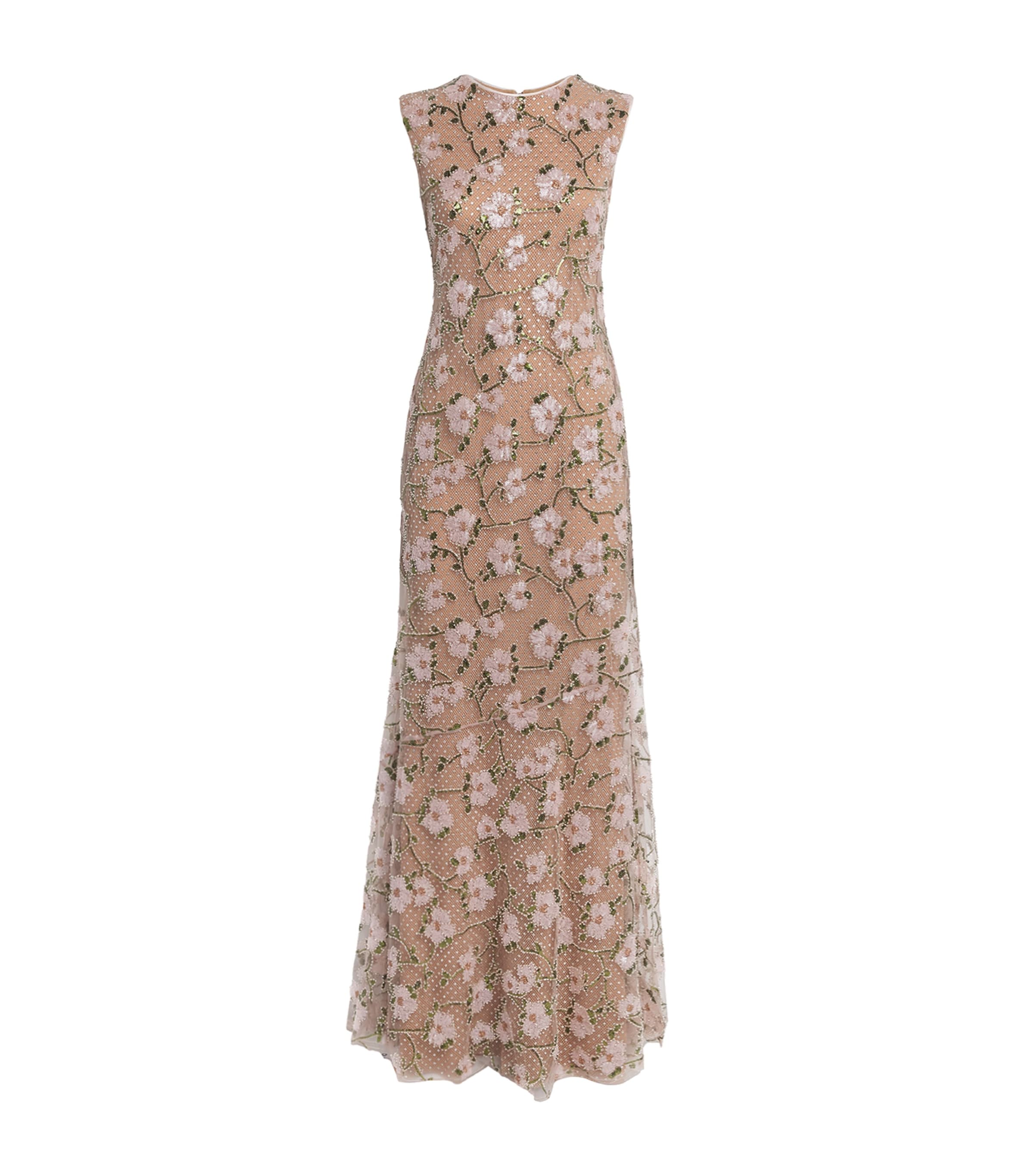 Self-Portrait Womens Sequin-Embellished Rhinestone Maxi Dress Pink