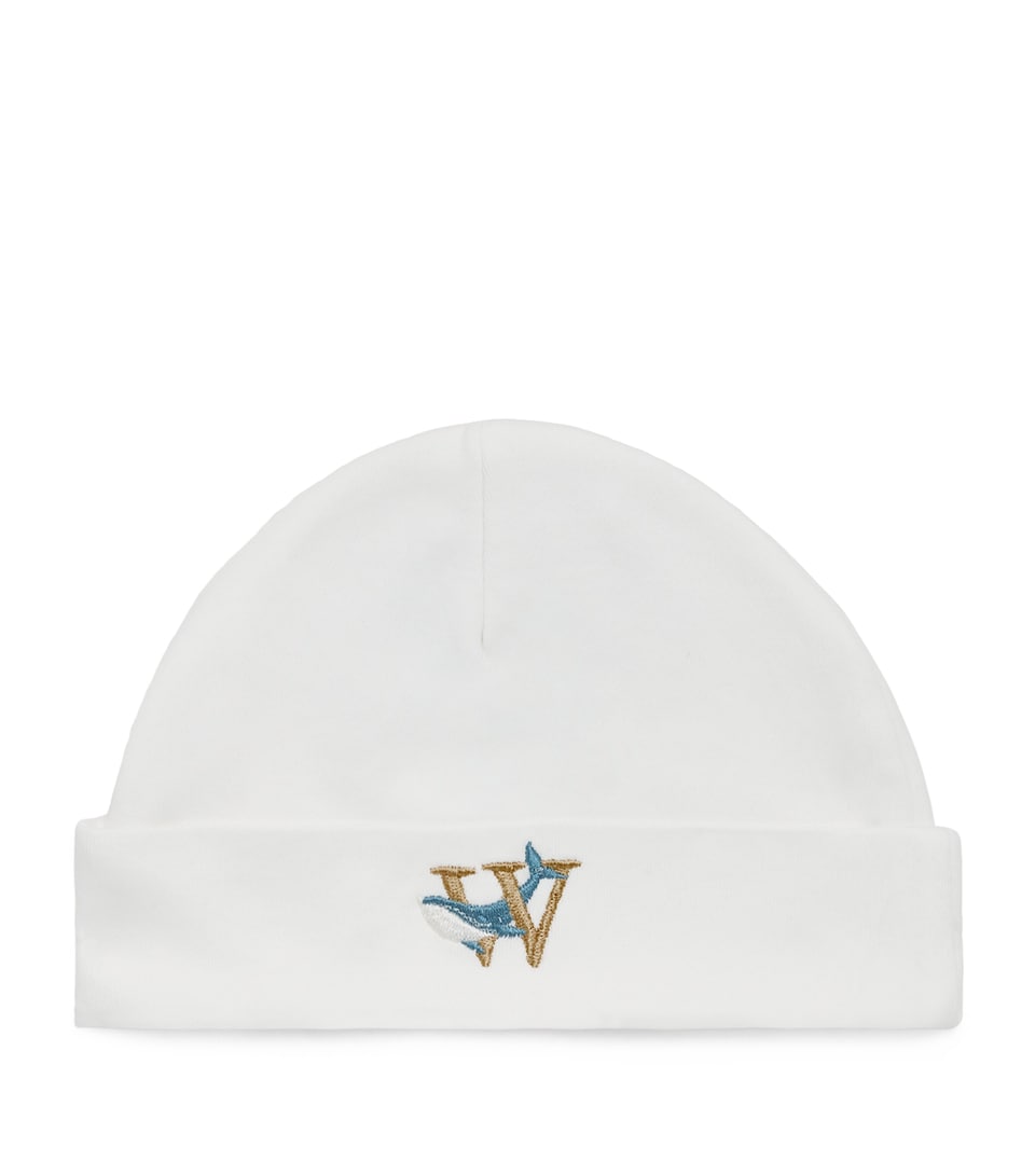 PAINT MY DREAMS Cotton Embroidered ‘W’ Beanie White