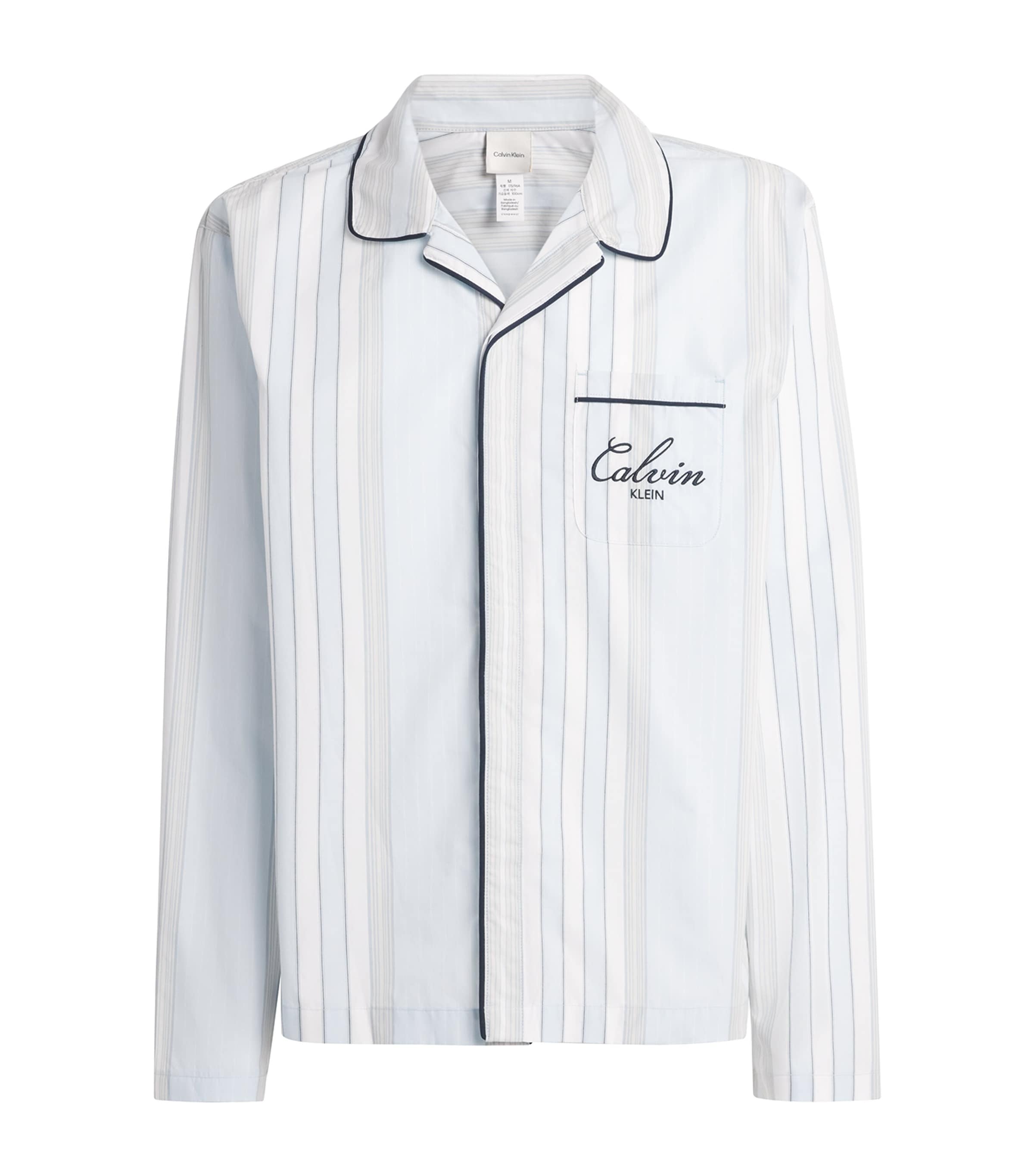 Calvin Klein Mens Cotton Poplin Stripe Pyjama Top Crest Stripe Ic