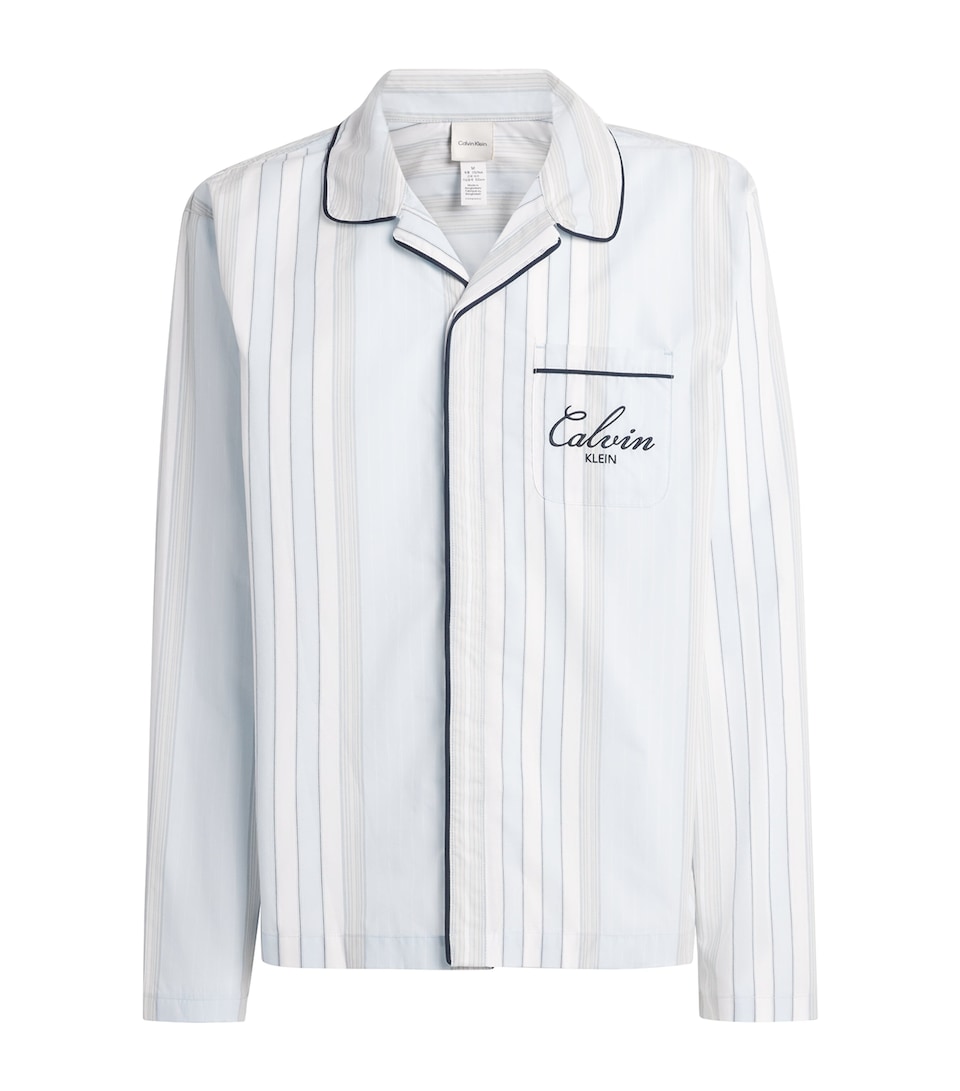 Calvin Klein Mens Cotton Poplin Stripe Pyjama Top Crest Stripe Ic