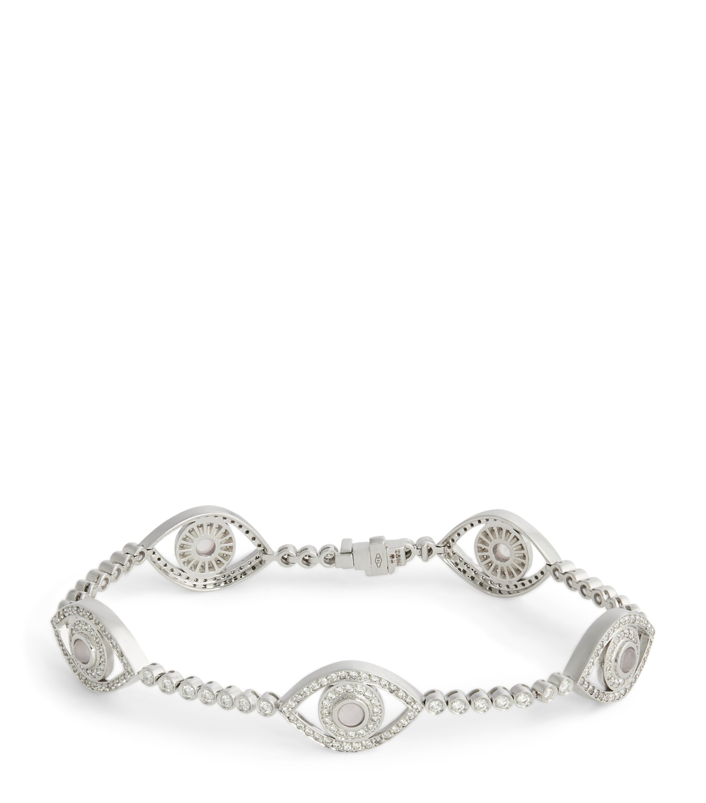 White Gold, Diamond and Quartz Mini Eyes Tennis Bracelet