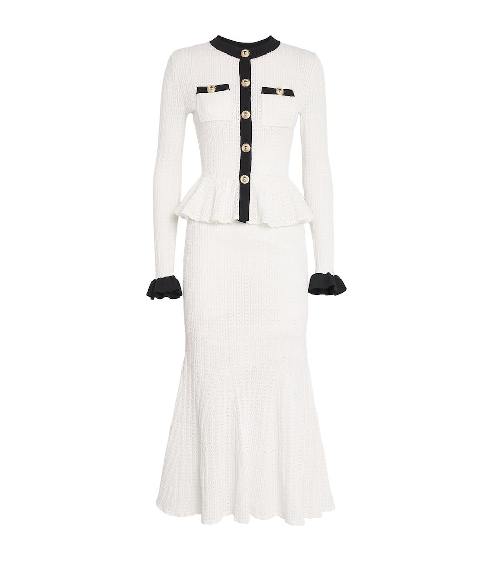 Pointelle Peplum Midi Dress