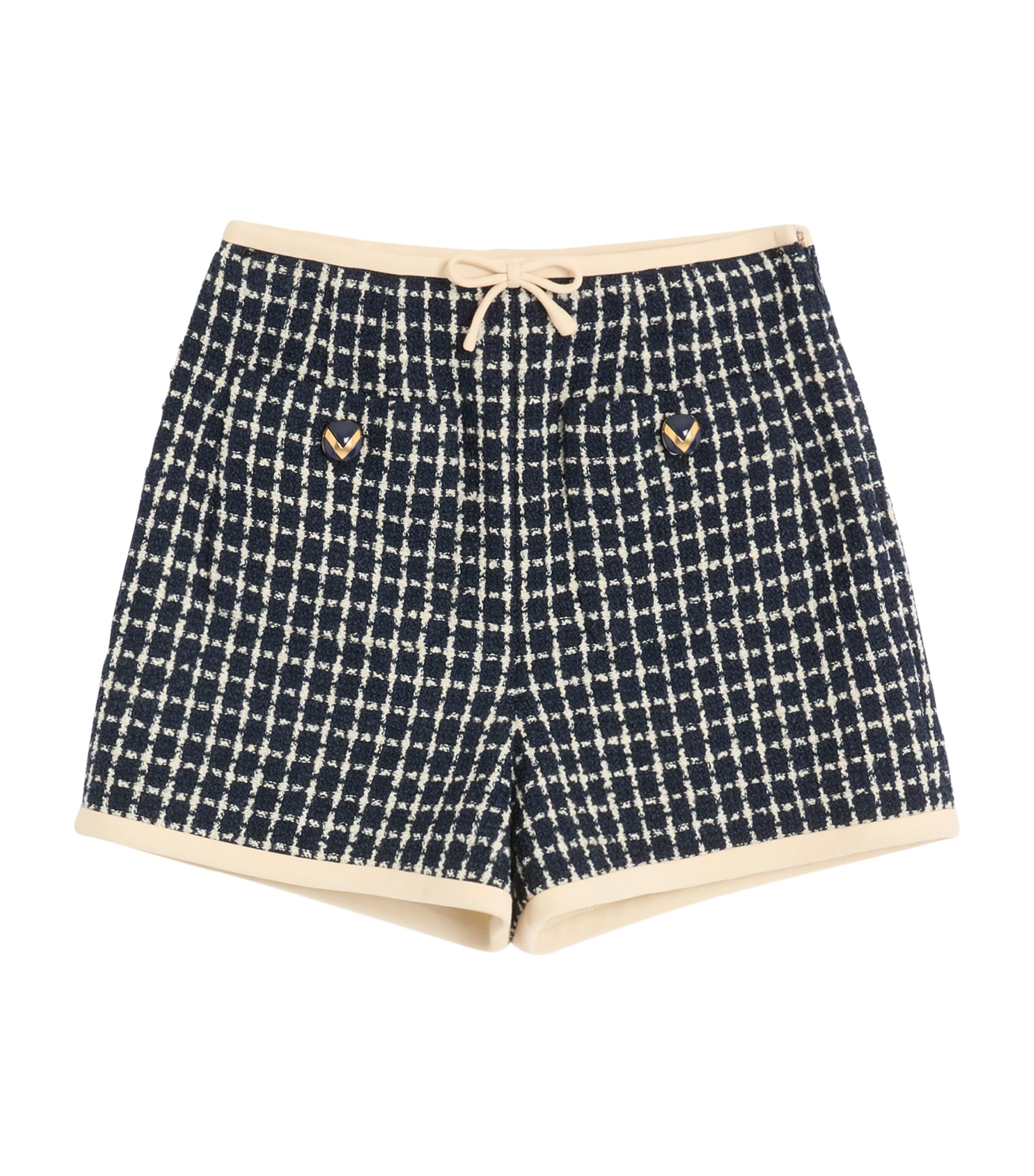 Wool-Blend Check Shorts