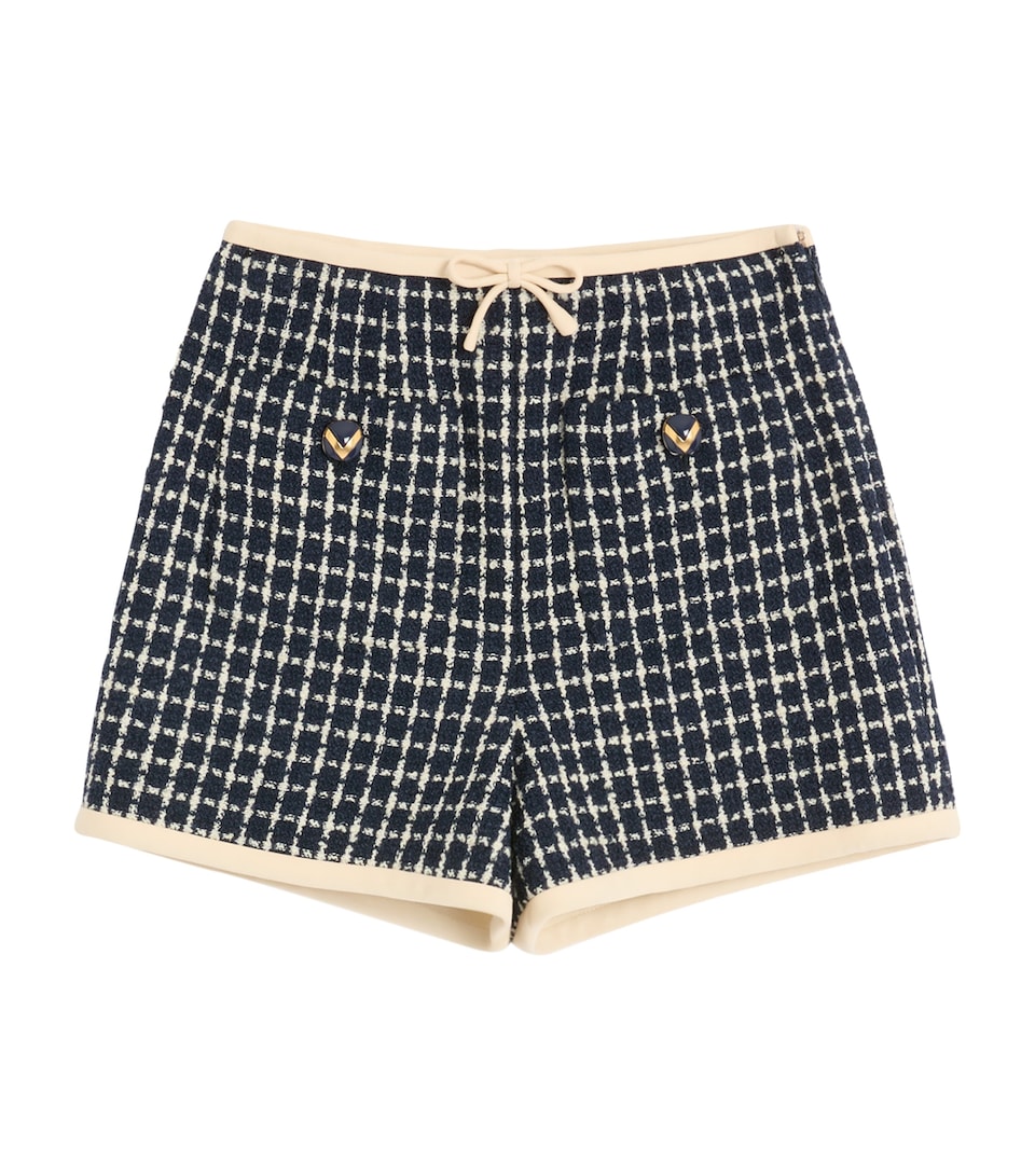 Wool-Blend Check Shorts