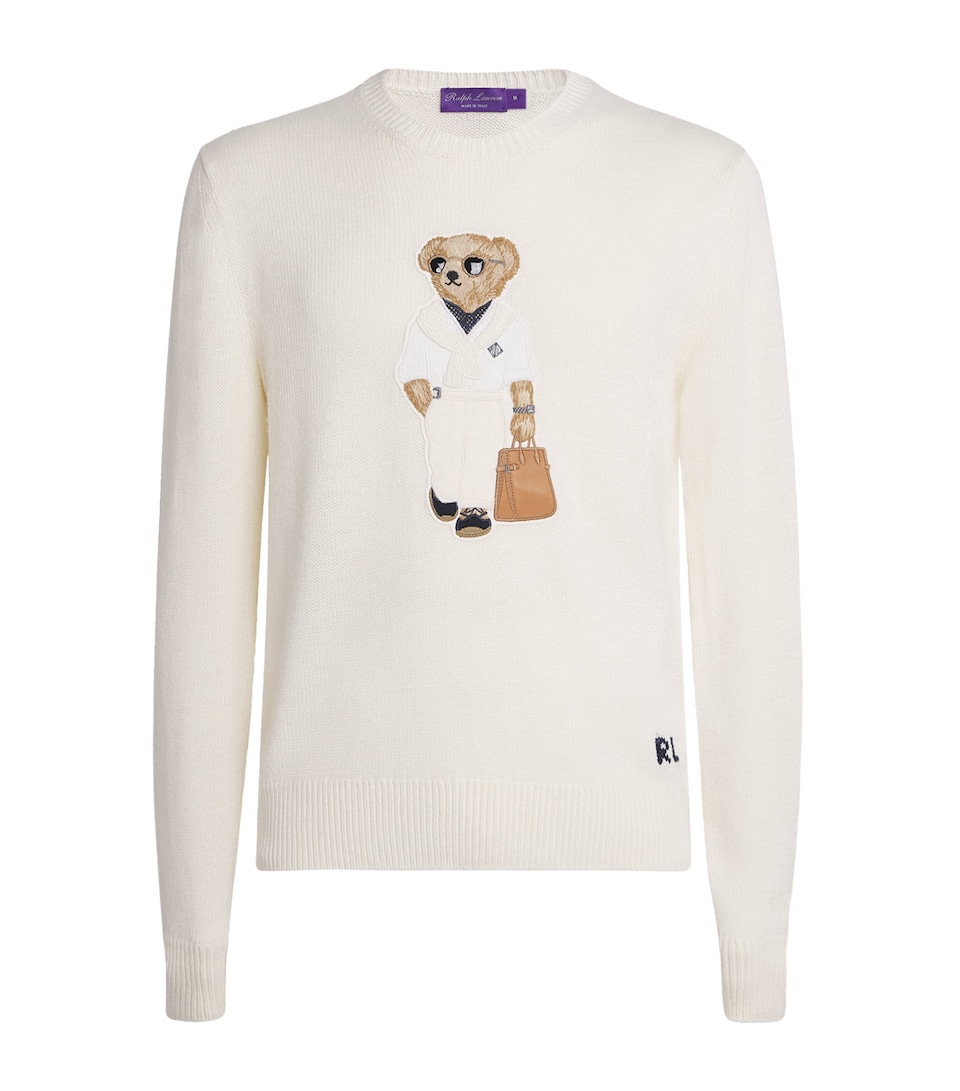 Silk-Linen Polo Bear Sweater