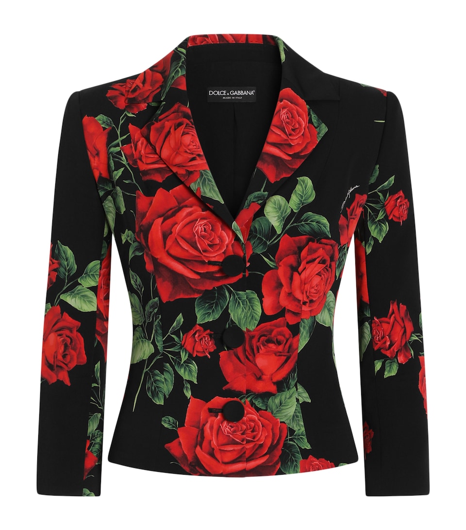 Dolce&Gabbana Womens Silk-Blend Floral Print Blazer Rose Rosse F