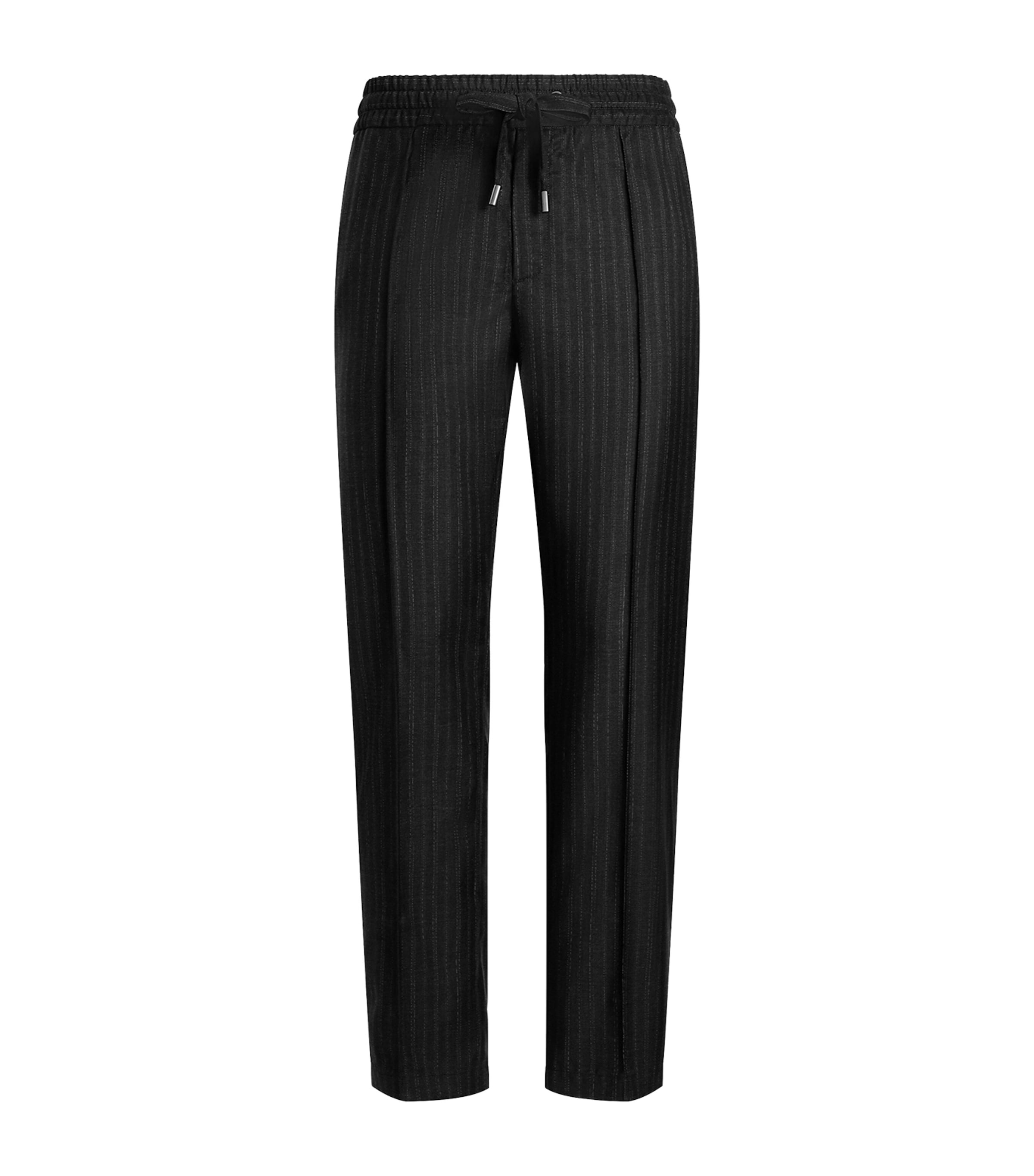 Virgin Wool Pinstripe Drawstring Trousers