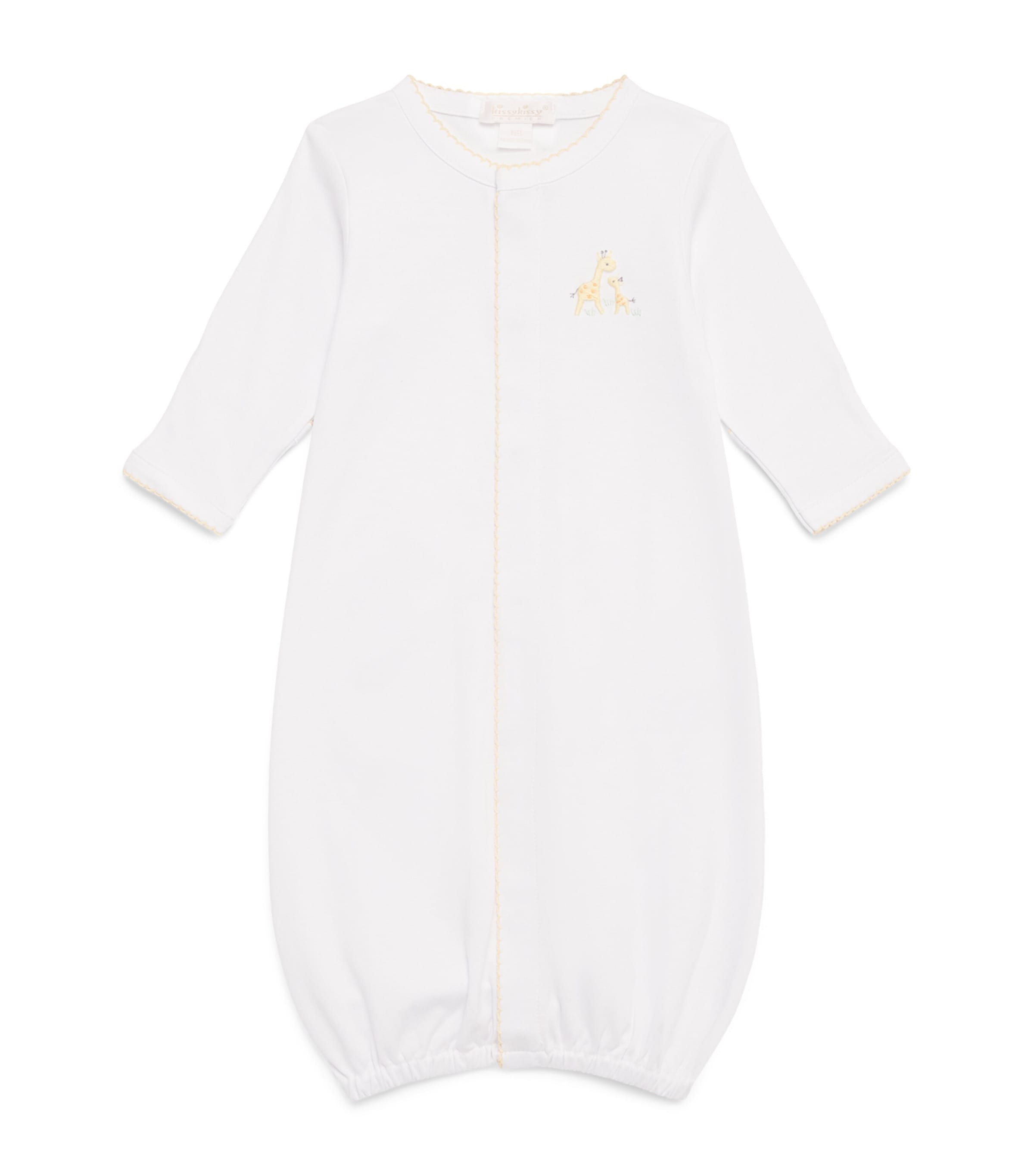 Kissy Kissy Pima Cotton Giraffe Convertible Gown (Newborn) White/yellow