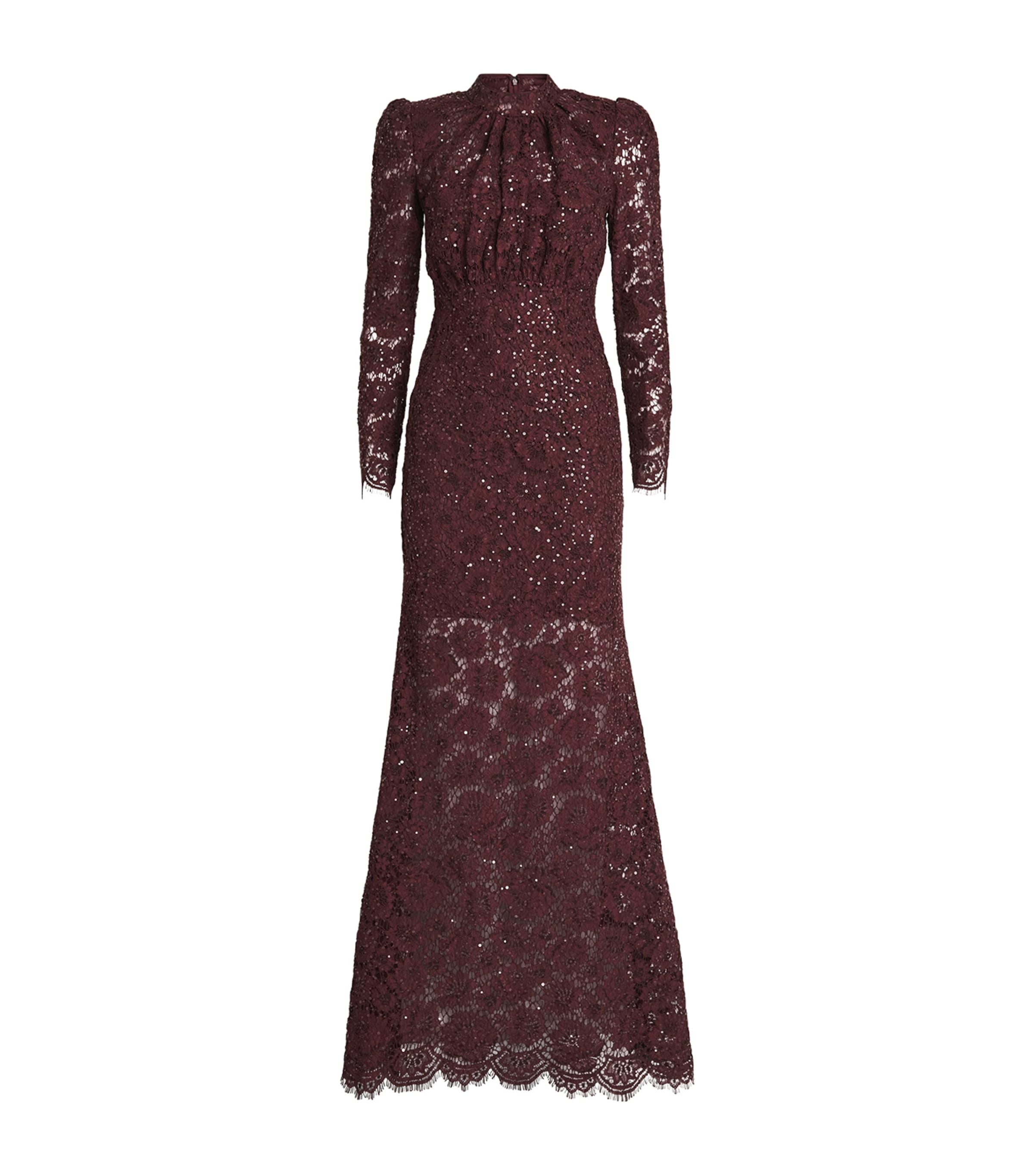 Self-Portrait Womens Lace Sequin-Embellished Maxi Dress Burgundy