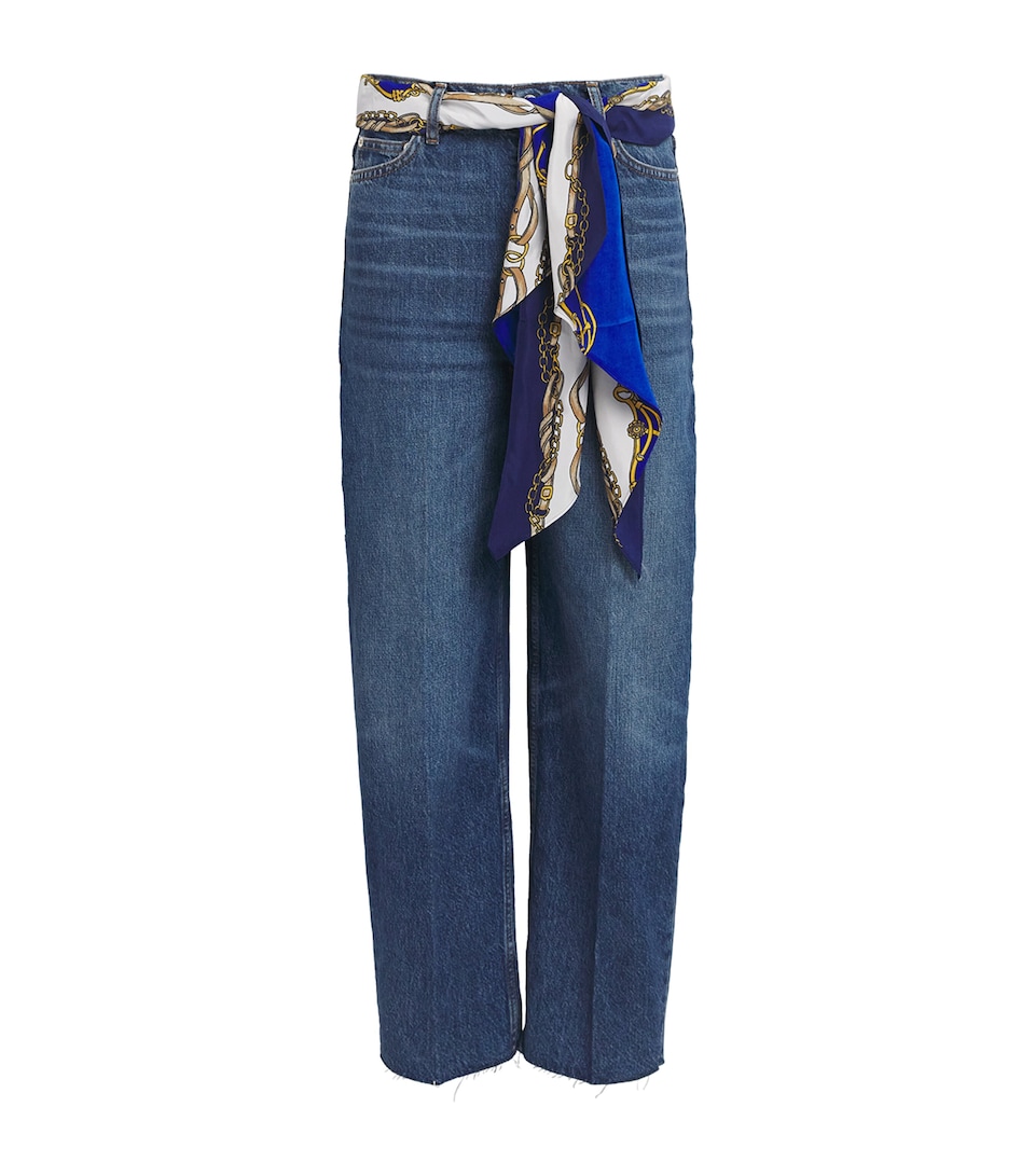 Maje Womens Scarf-Detail Barrel Jeans Blue