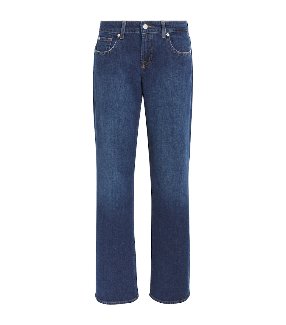 7 For All Mankind Womens Low-Rise Straight Jeans Indiglow