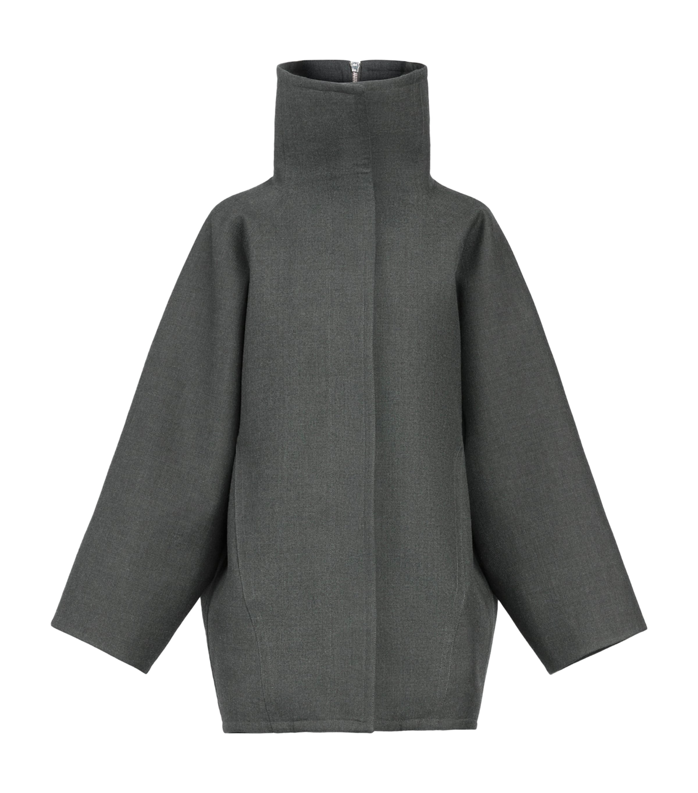 Alaïa Womens Wool Double-Layered Coat Anthracite