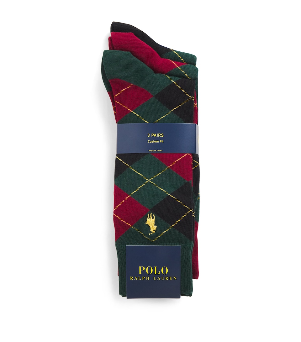 Cotton-Blend Argyle Socks (Pack of 3)