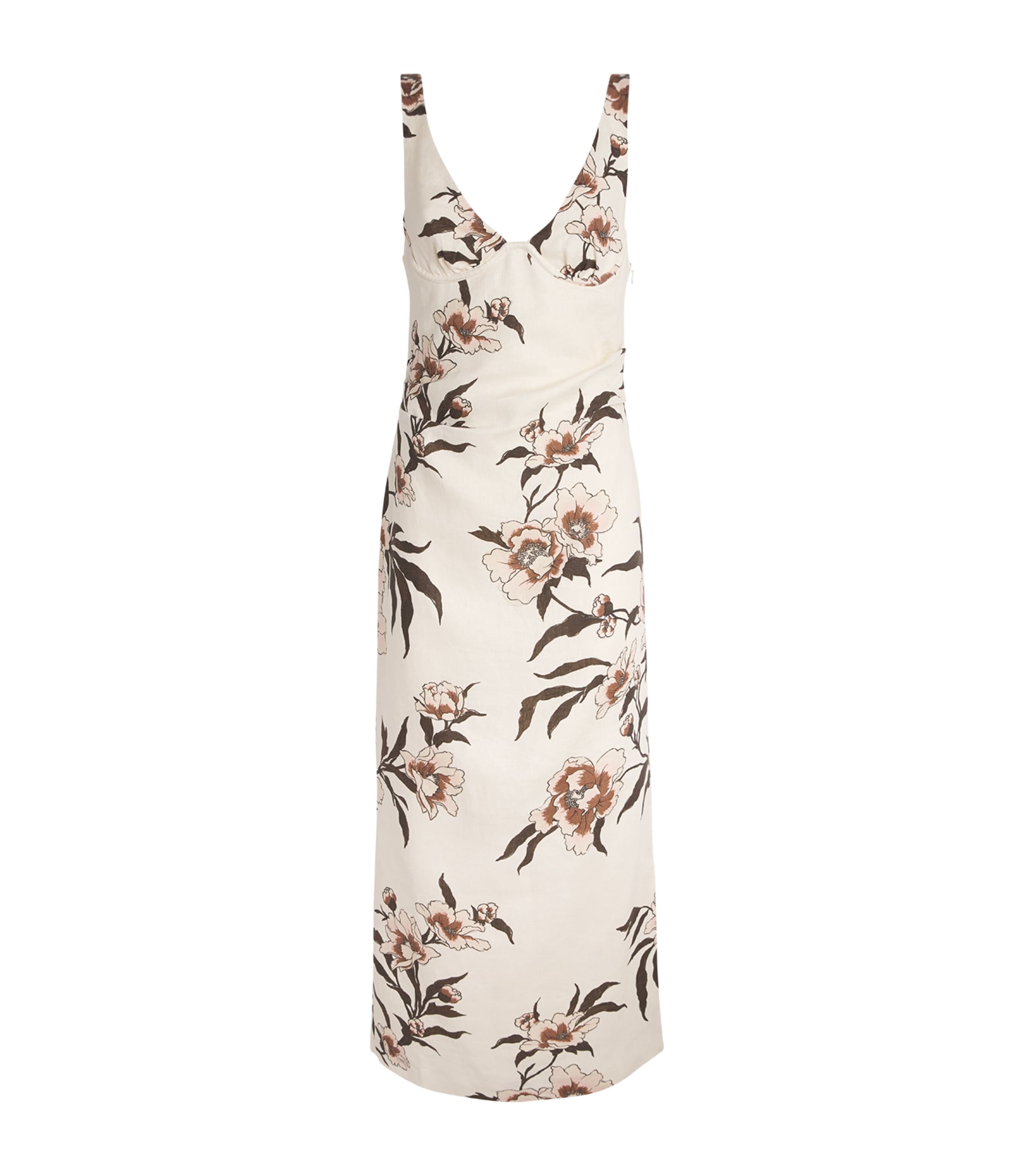 SIR. Womens Linen Peony Balconette Maxi Dress Peony Floral
