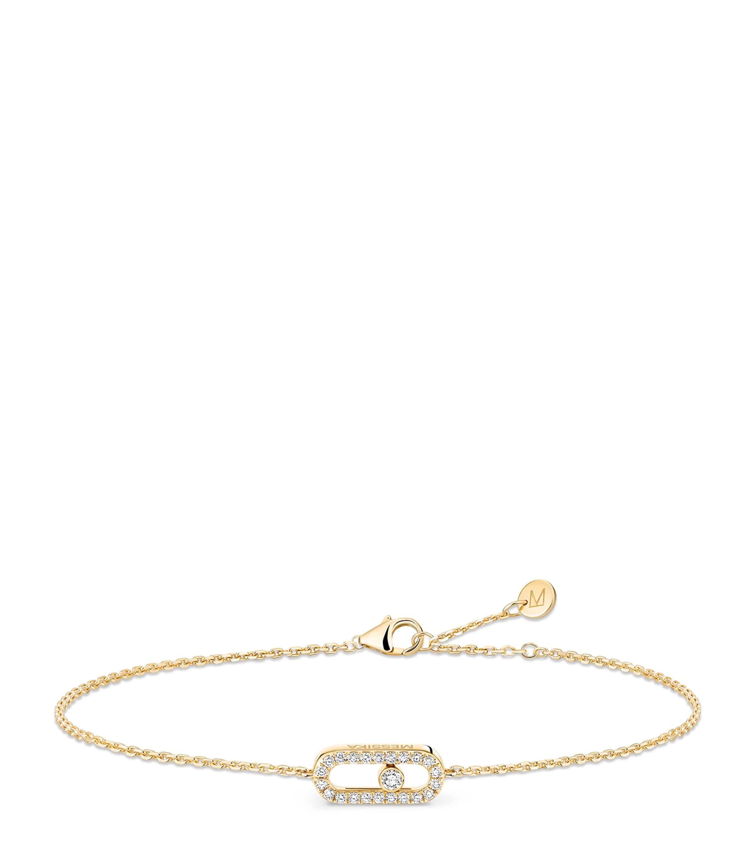 Messika Move Uno Mini Yellow Gold and Diamond Chain Bracelet Yellow Gold