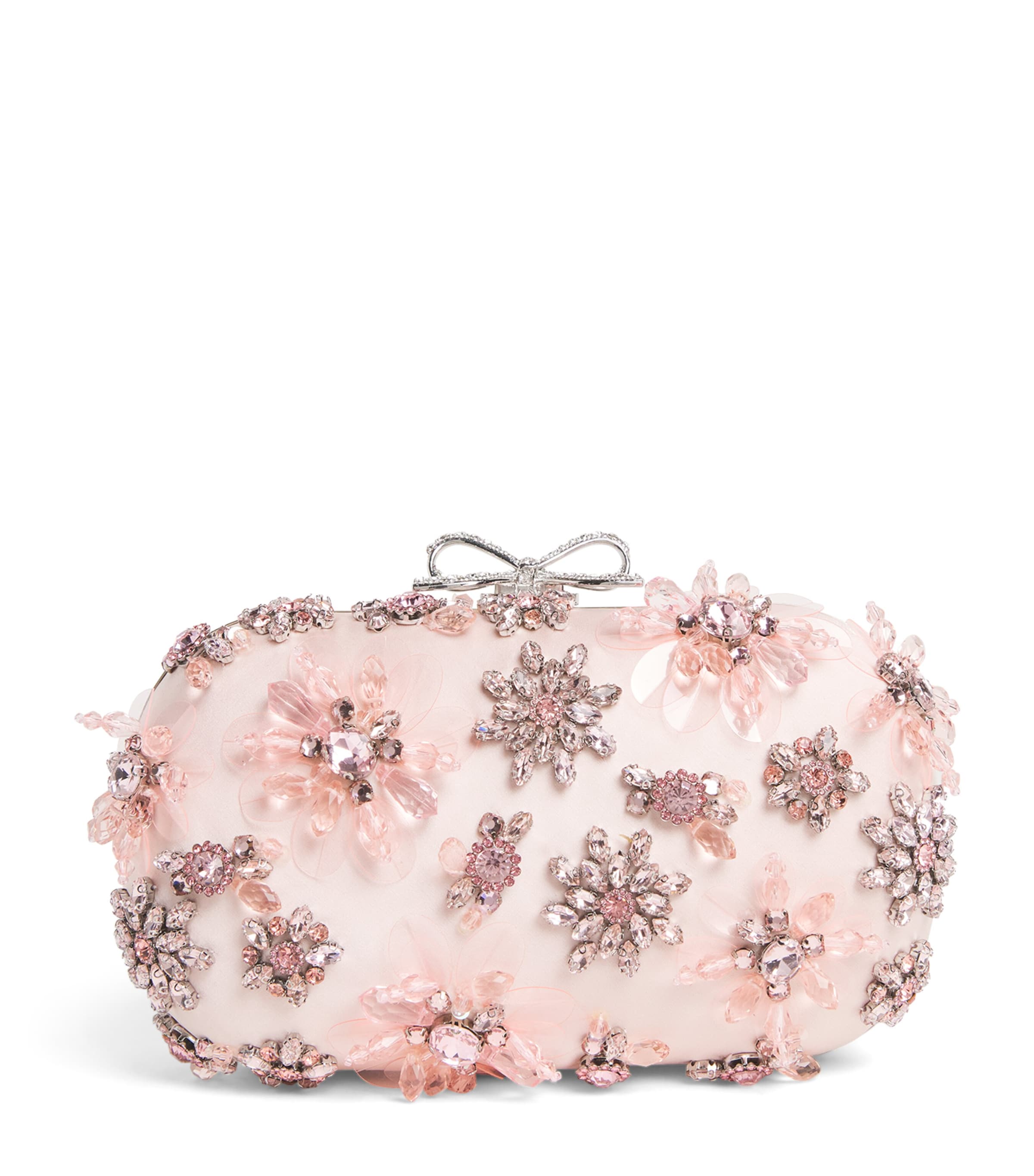 Satin Crystal-Embellished Clutch Bag