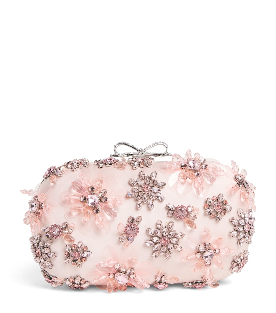 Satin Crystal-Embellished Clutch Bag