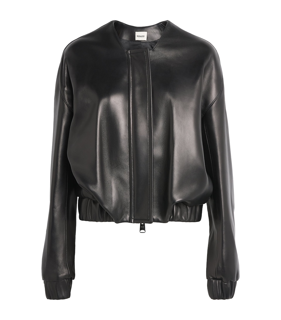 Khaite Womens Leather Cordan Jacket Black