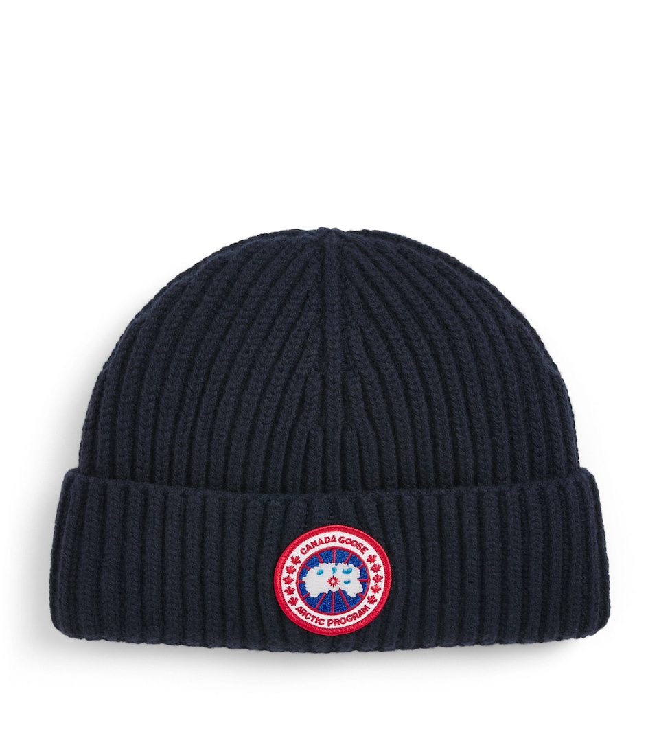 Canada Goose Wool-Cashmere Ribbed Beanie Nocturne