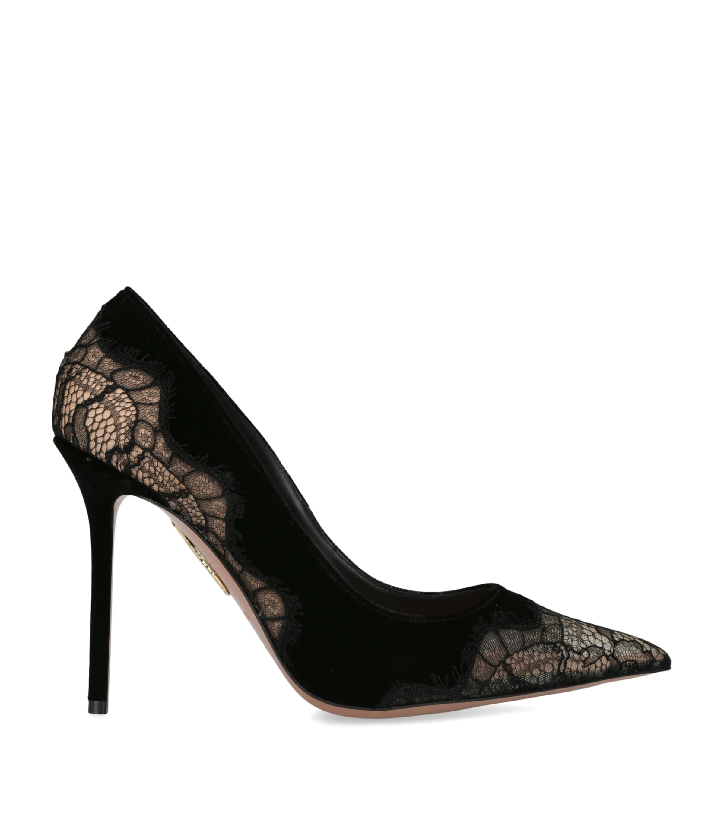 Aquazzura Velvet Meadow Pumps 105 Black