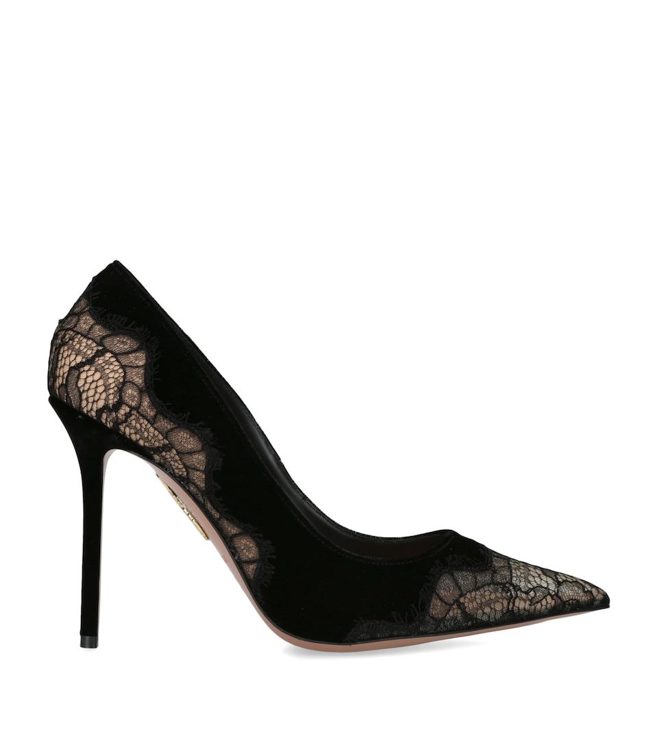 Aquazzura Velvet Meadow Pumps 105 Black