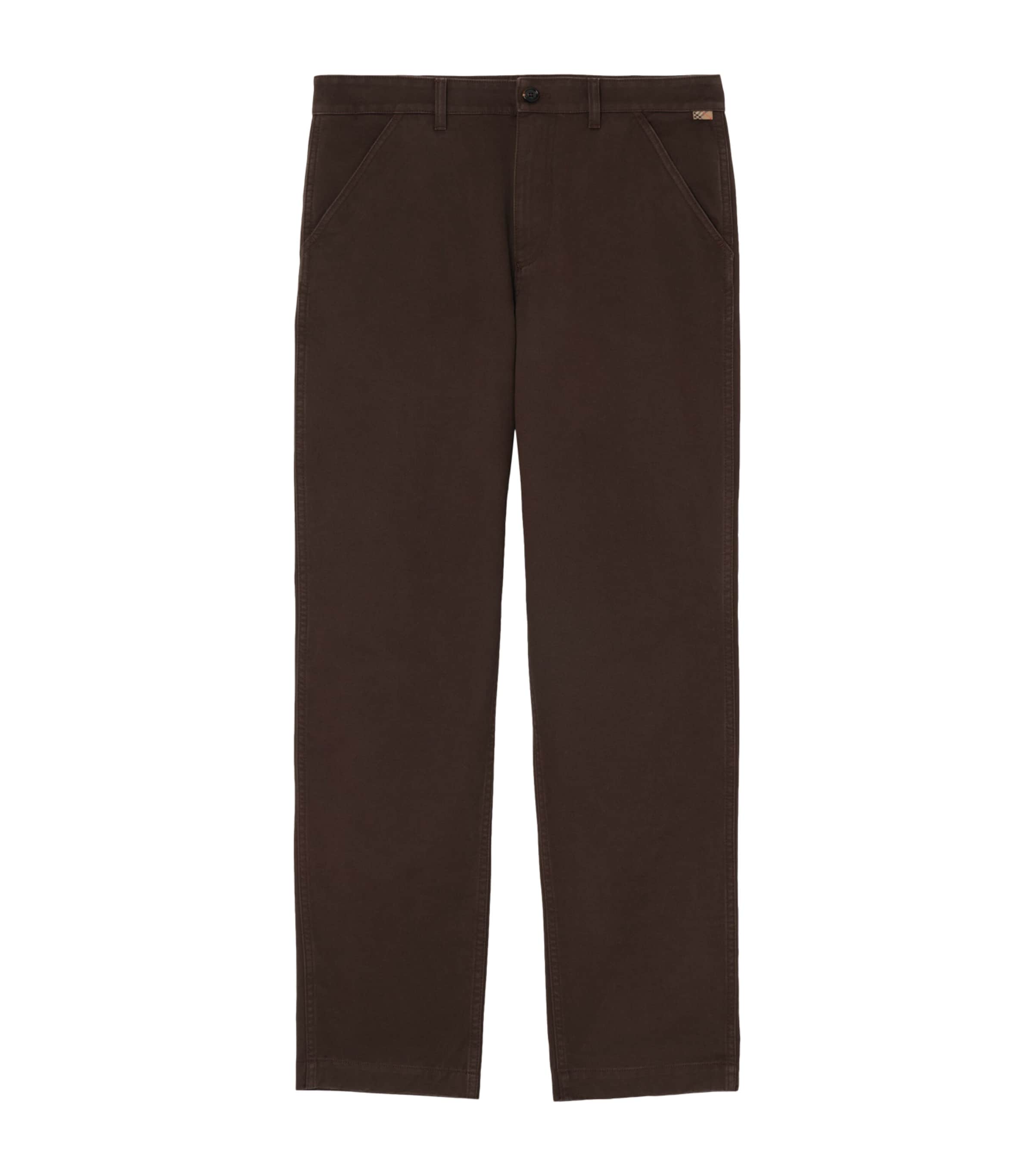 Burberry Mens Cotton Twill Straight Chinos Clove Brown