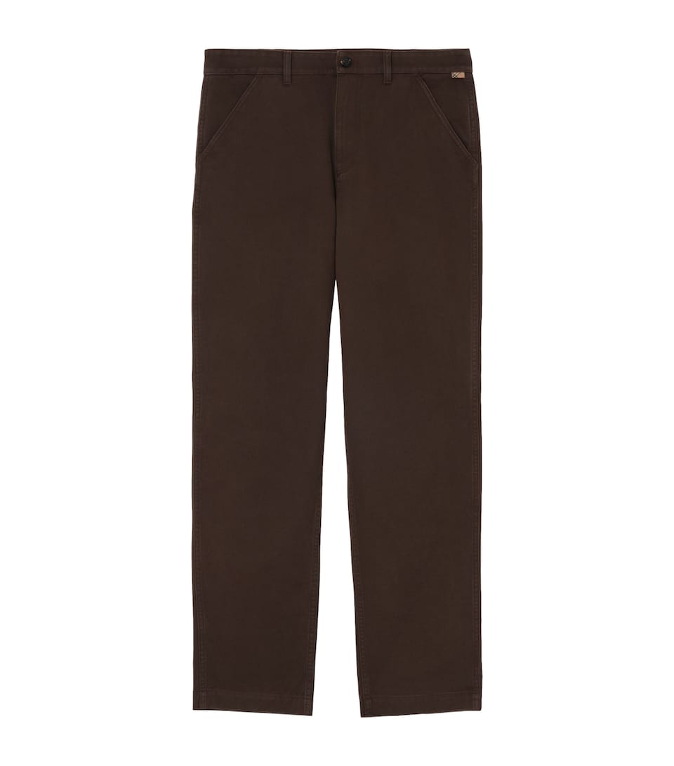 Burberry Mens Cotton Twill Straight Chinos Clove Brown