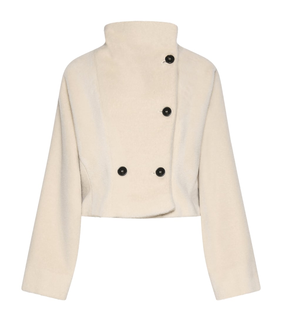 Marella Womens Alpaca-Virgin Wool Short Trench Coat Sand