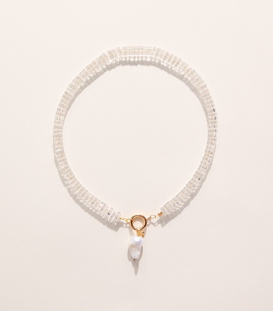 Hermina Athens Beaded Freshwater Pearl Necklace Gold