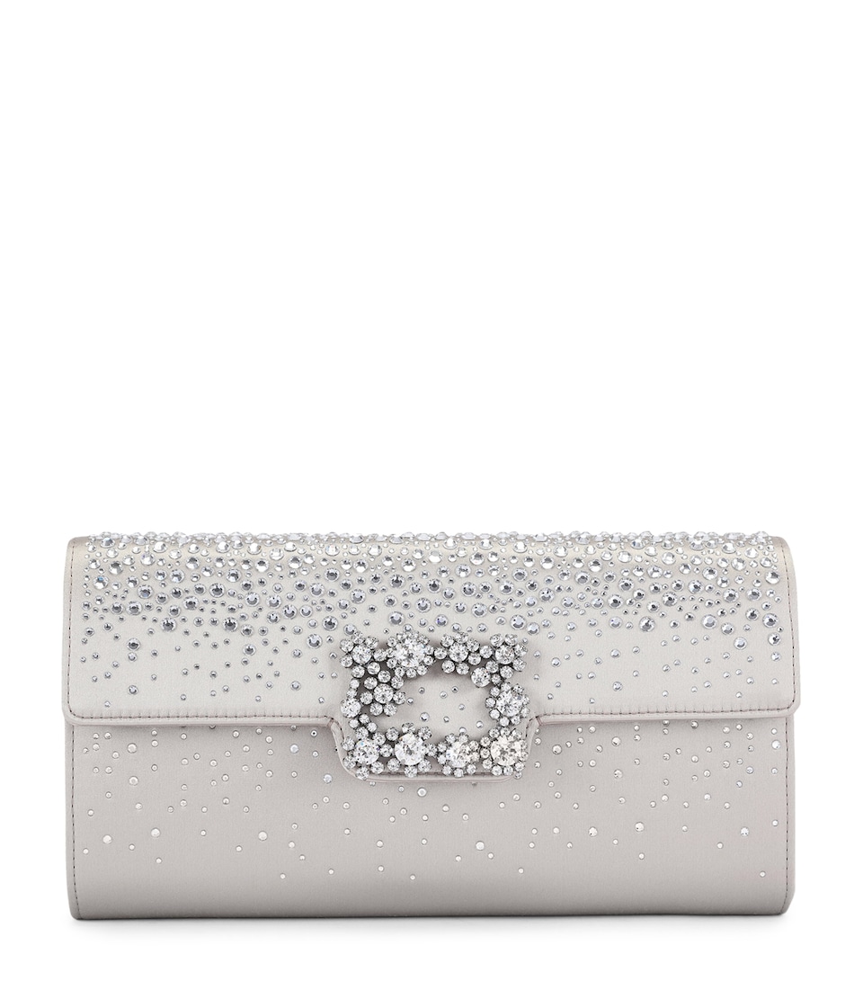 Roger Vivier Embellished Efflorescence Envelope Clutch Bag Grey