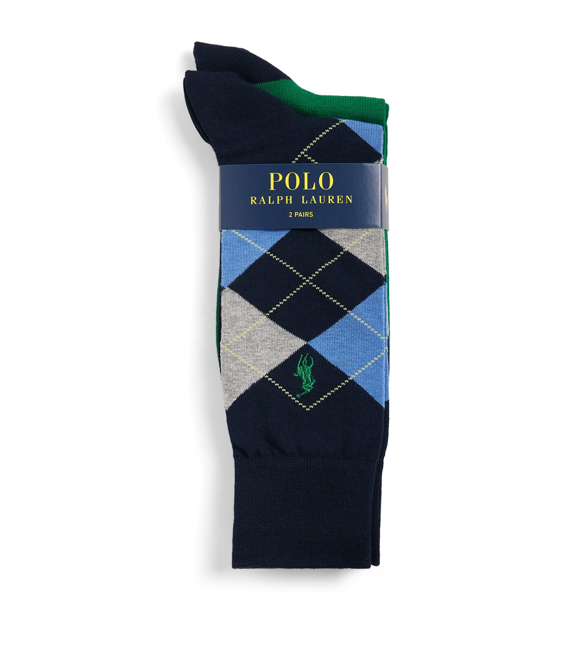Polo Ralph Lauren Mens Cotton-Blend Polo Pony Socks (Pack of 2) Navy/green