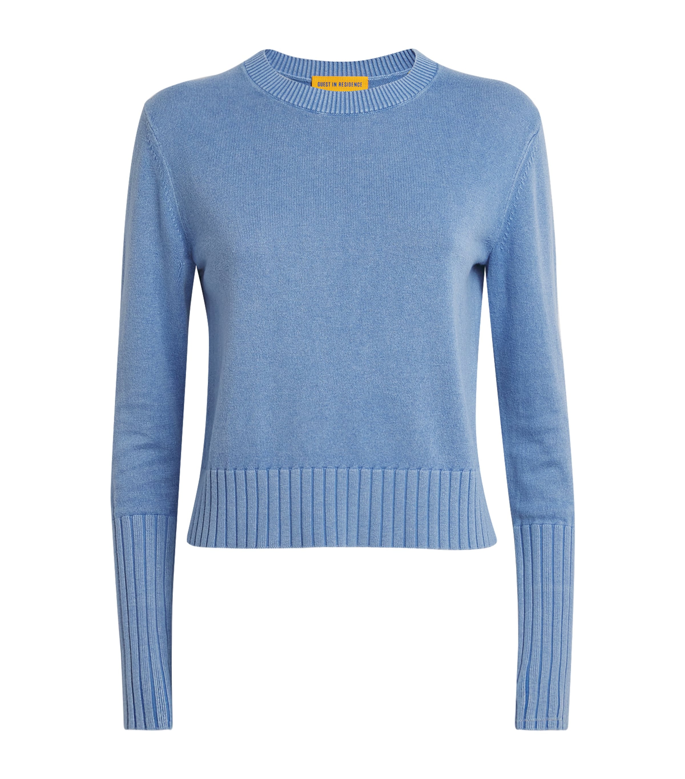 Guest In Residence Womens Cotton-Cashmere Sunwash Shrunken Sweater Delft Blue Dlfbl