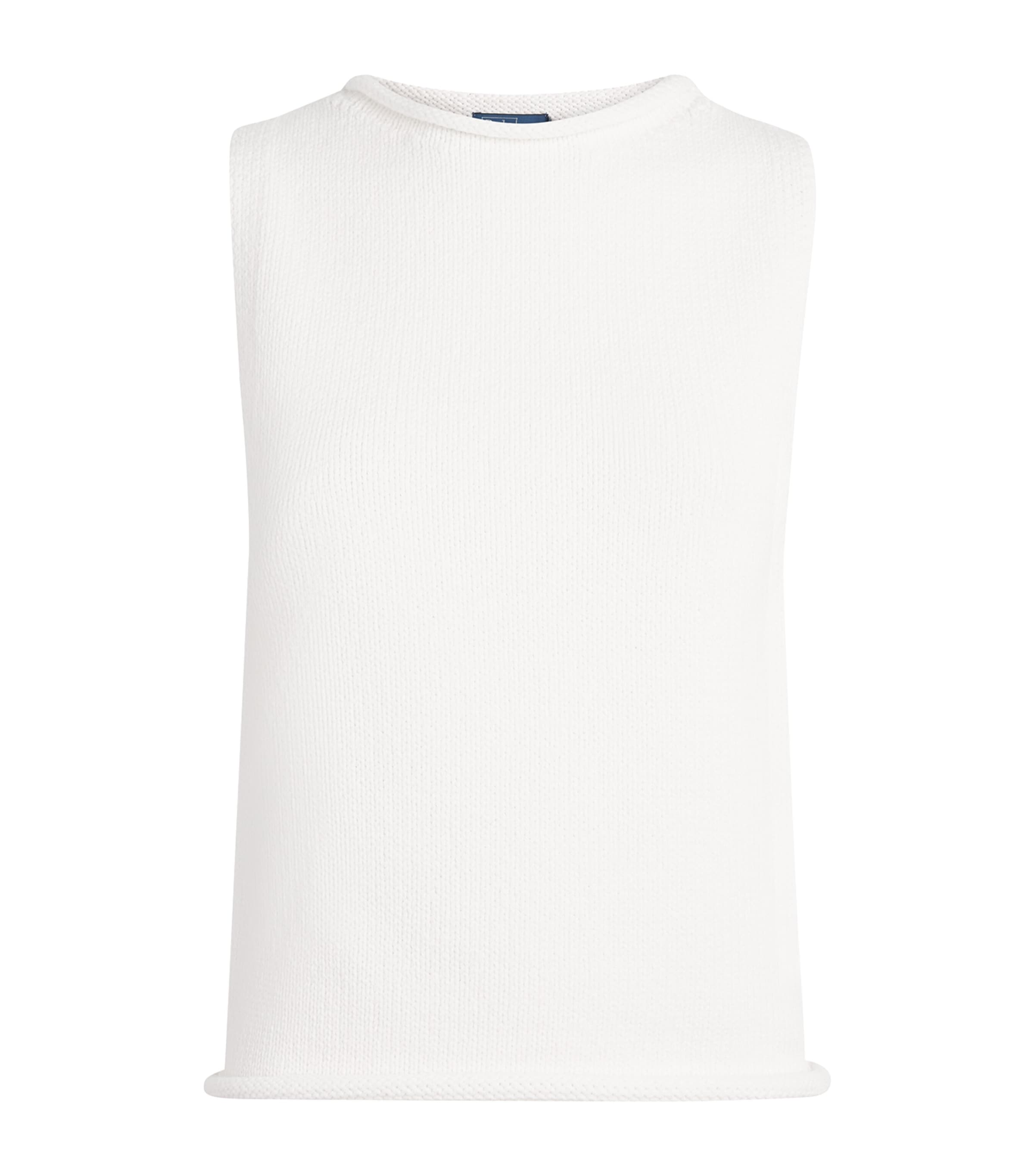 Polo Ralph Lauren Womens Linen-Cotton-Blend Sweater Vest White