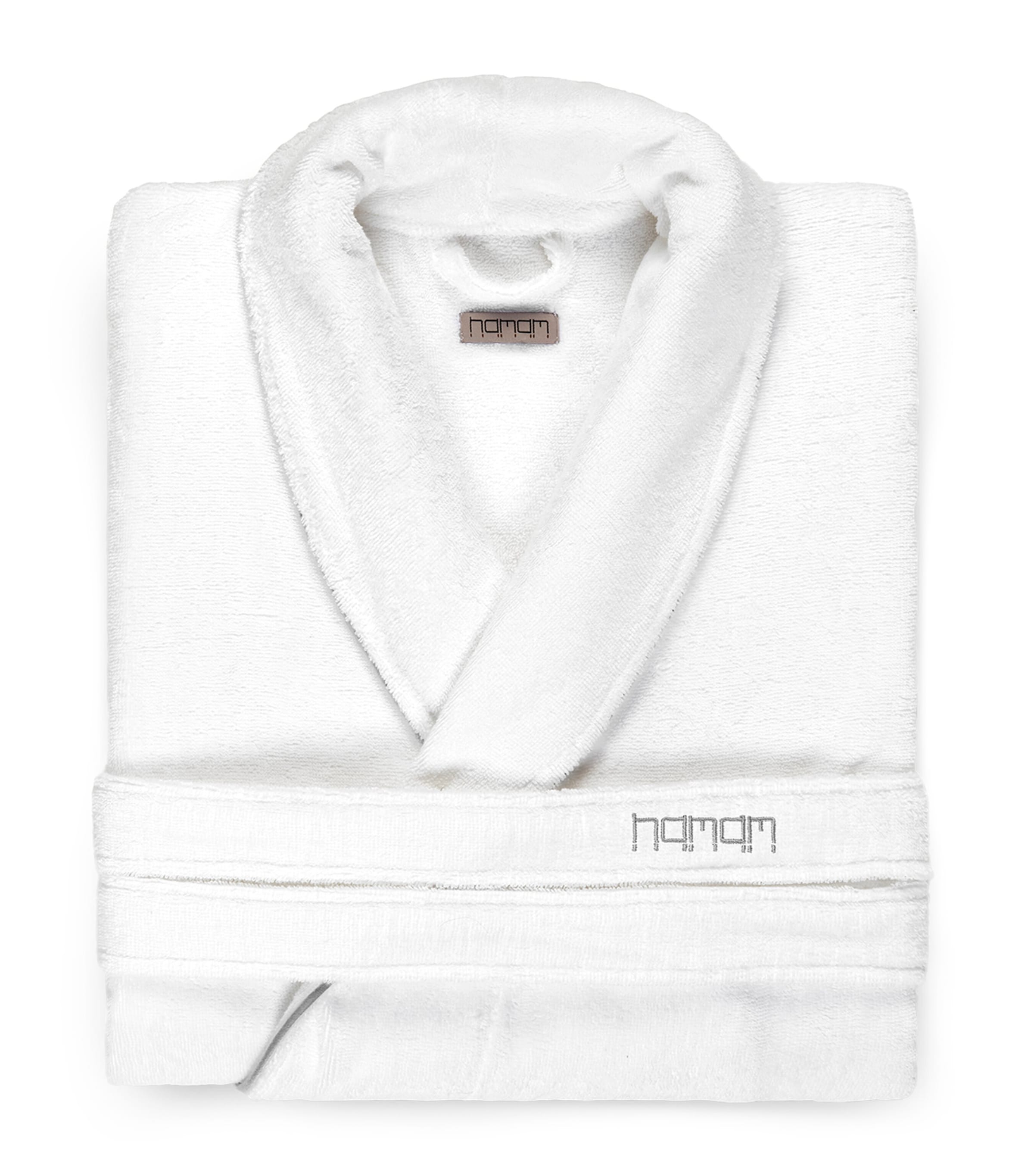 Hamam Cotton Pera Bathrobe White/dark Grey