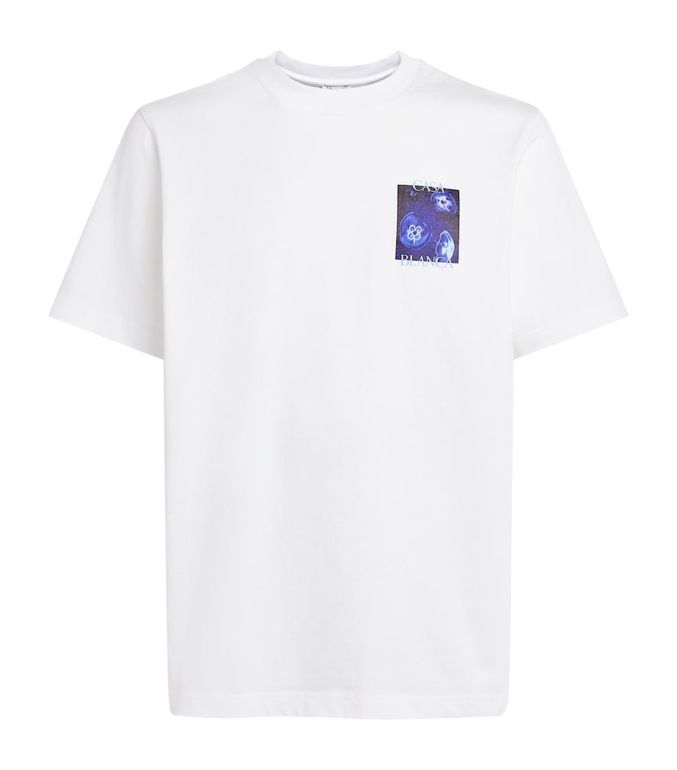 Casablanca Mens Organic Cotton Meduse Sportive T-Shirt White/meduse Sportiv