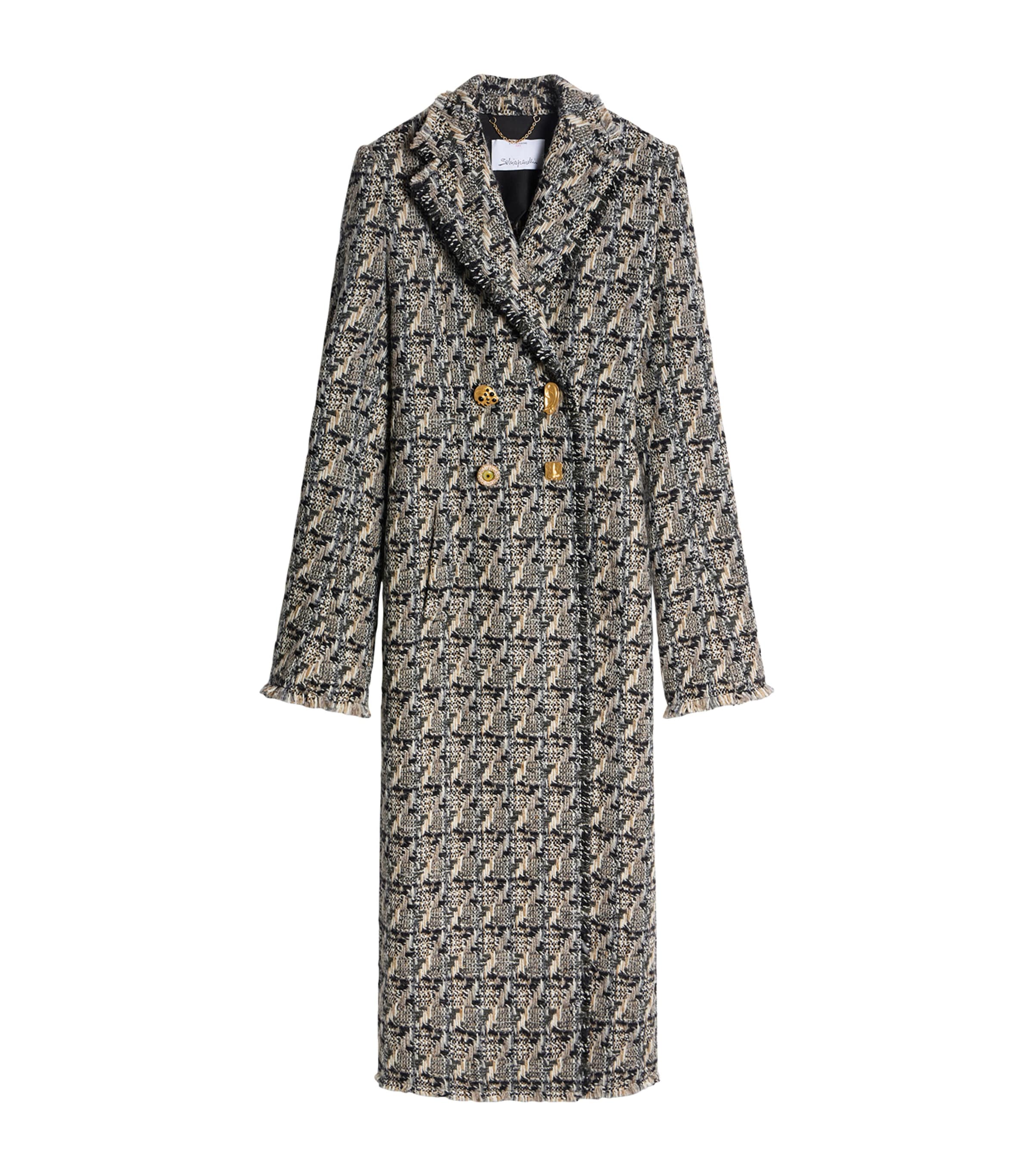 Schiaparelli Womens Wool Tweed Double-Breasted Coat Multicolor