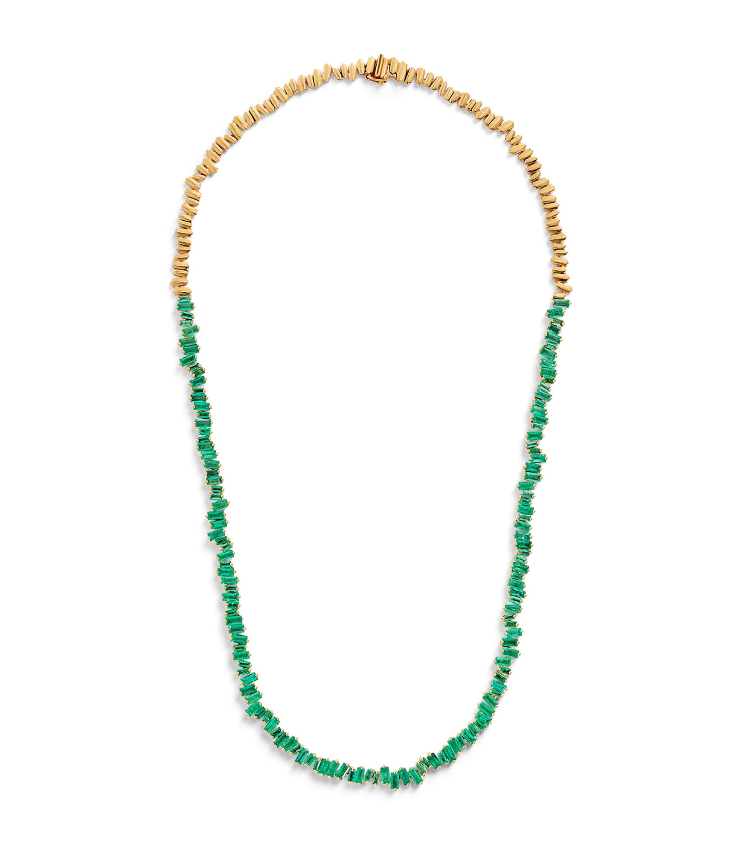 Yellow Gold and Emerald Bold Tennis Necklace