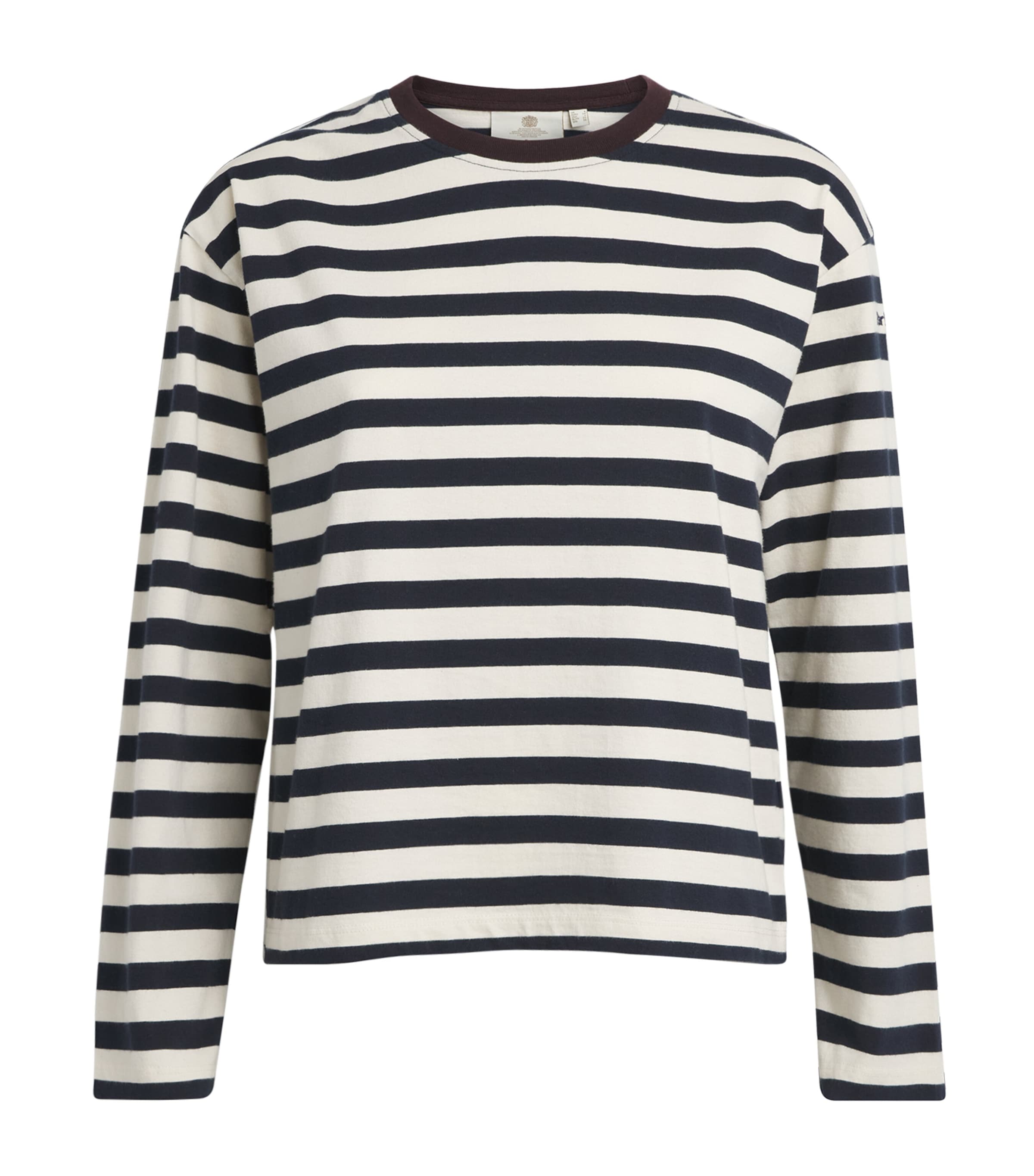 Barbour Womens Cotton Stripe Woodhouse Long-Sleeve T-Shirt Dark Navy /birch