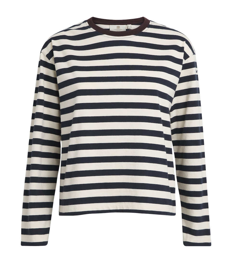 Barbour Womens Cotton Stripe Woodhouse Long-Sleeve T-Shirt Dark Navy /birch