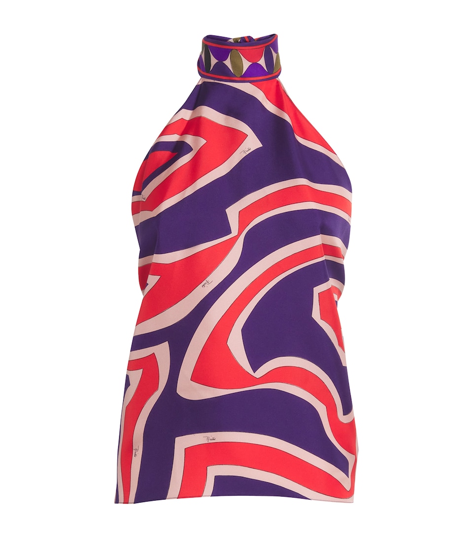 Silk Labirinto Print Halterneck Top