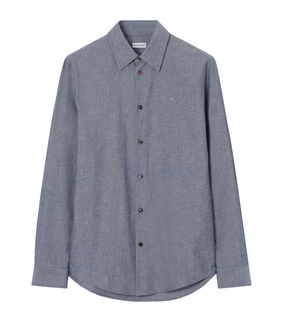 Burberry Mens Cotton-Blend Chambray EKD Shirt Bright Navy/chlk Wht