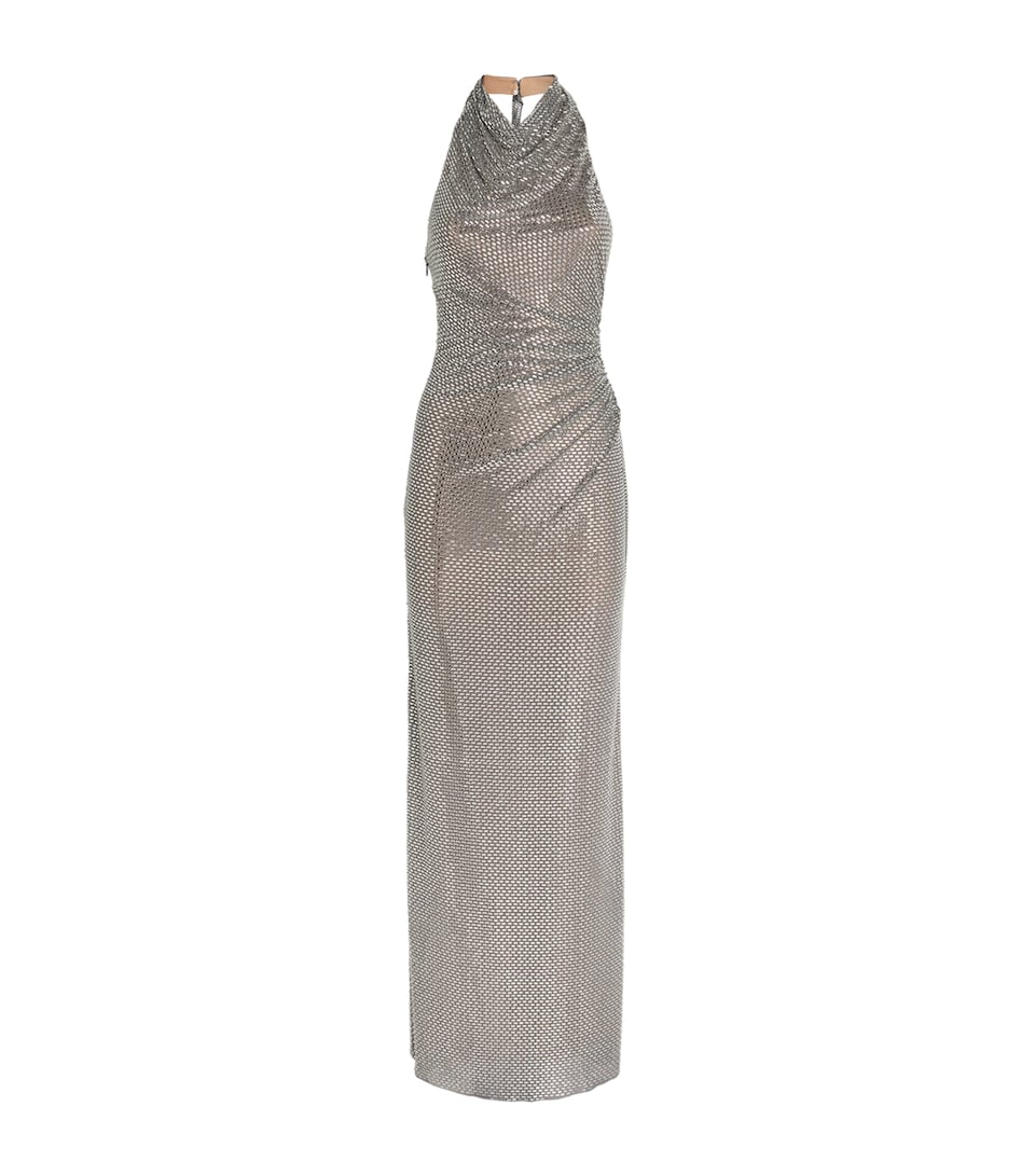 Rhinestone Draped Maxi Dress