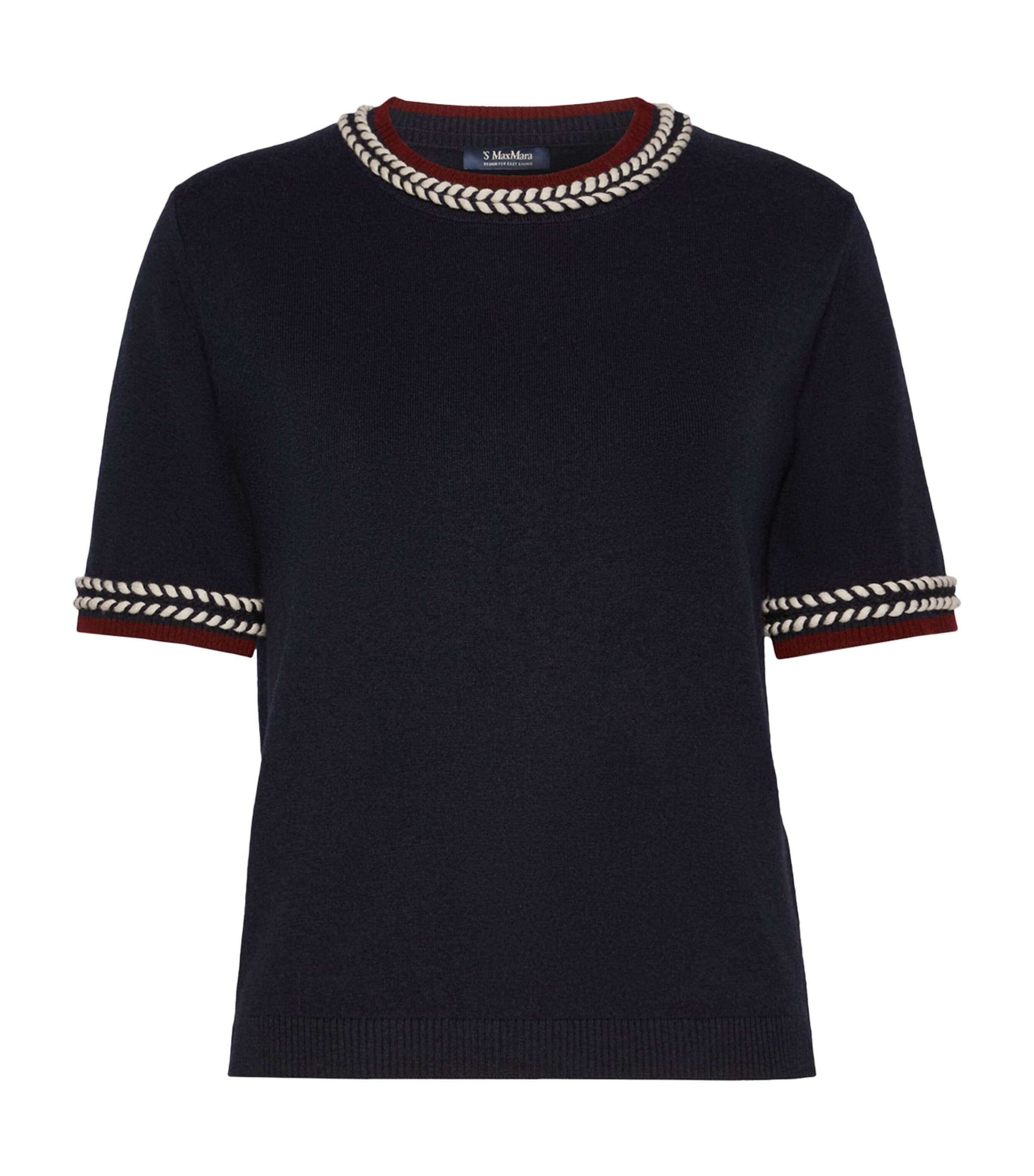 Max Mara Womens Cotton Braid-Detail Sweater Ultramarine