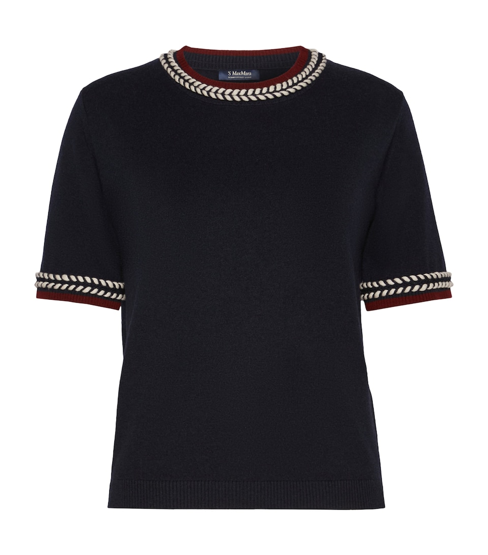 Max Mara Womens Cotton Braid-Detail Sweater Ultramarine