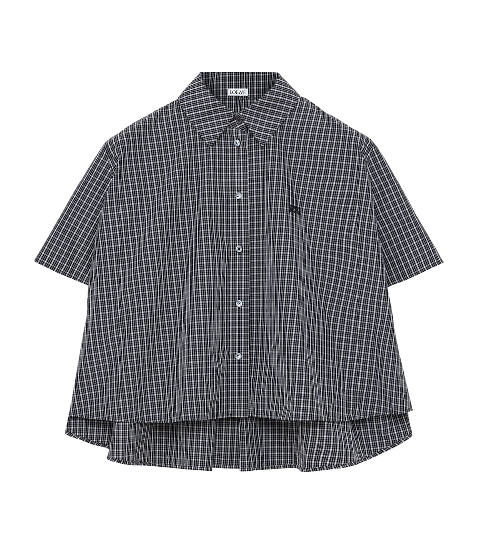 LOEWE Womens Check Trapeze Short-Sleeve Shirt Black/white