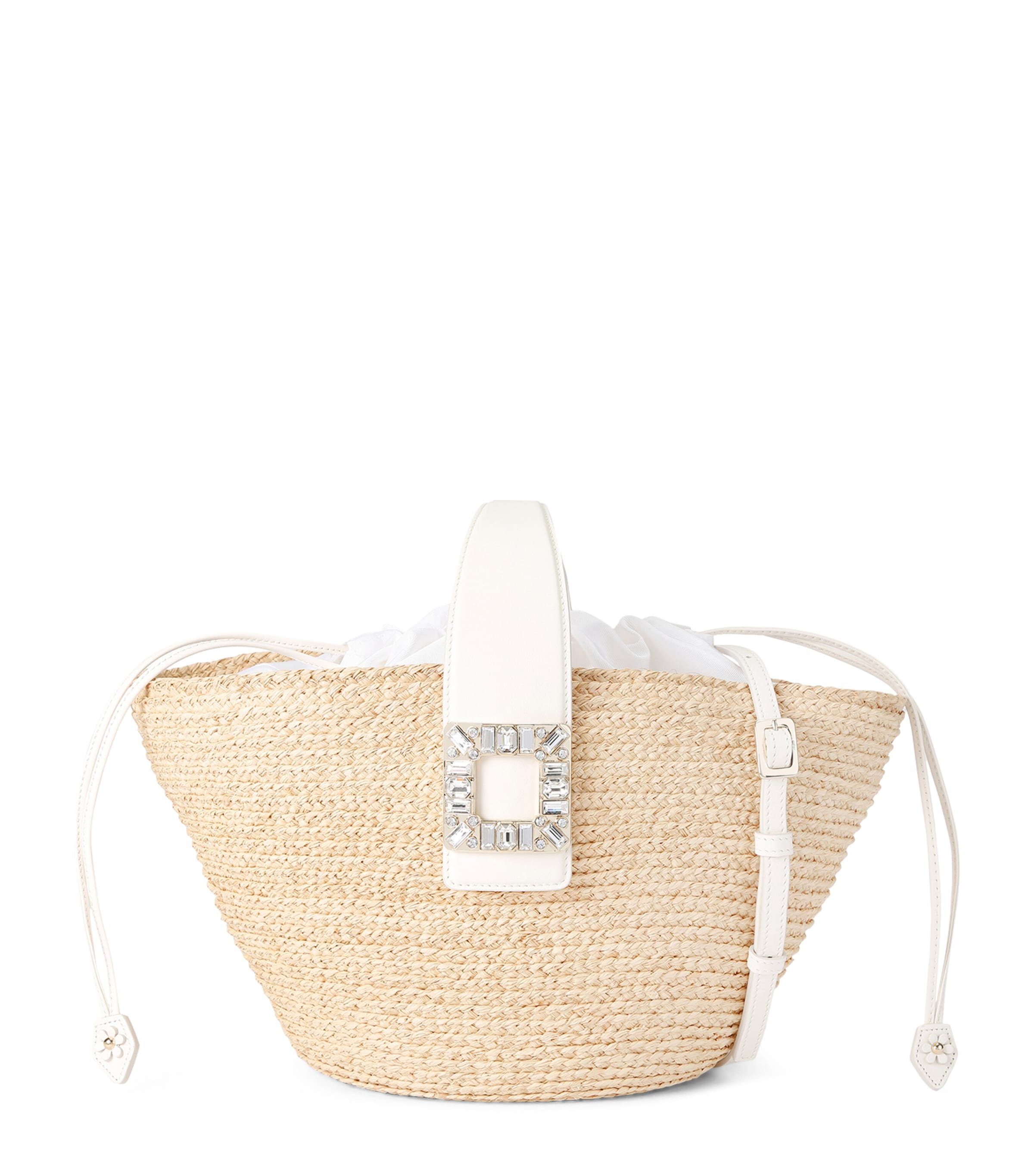 Roger Vivier Raffia Viv' Skate Shopper Bag Beige Oth