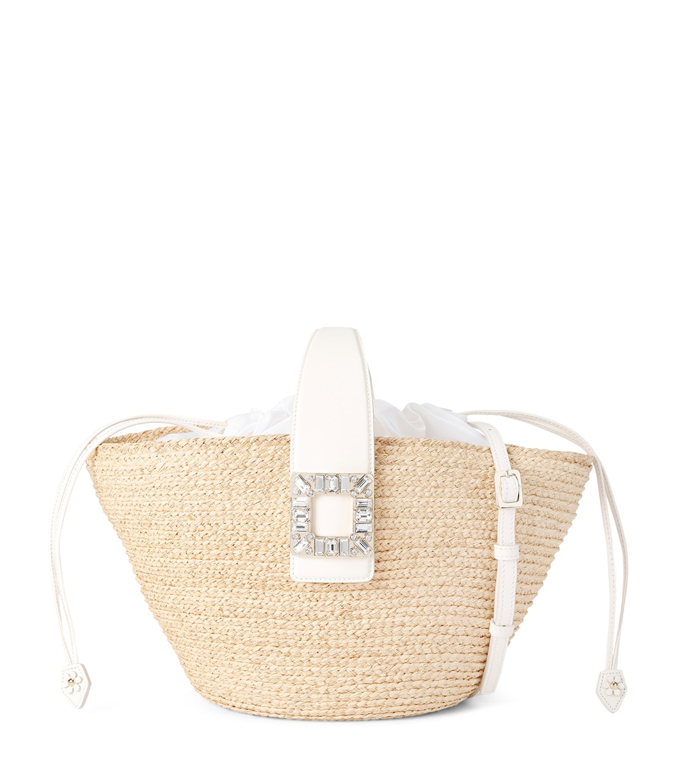 Roger Vivier Raffia Viv' Skate Shopper Bag Beige Oth