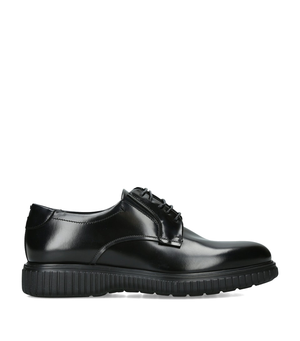 Salvatore Ferragamo Leather Sandro Derby Shoes Black