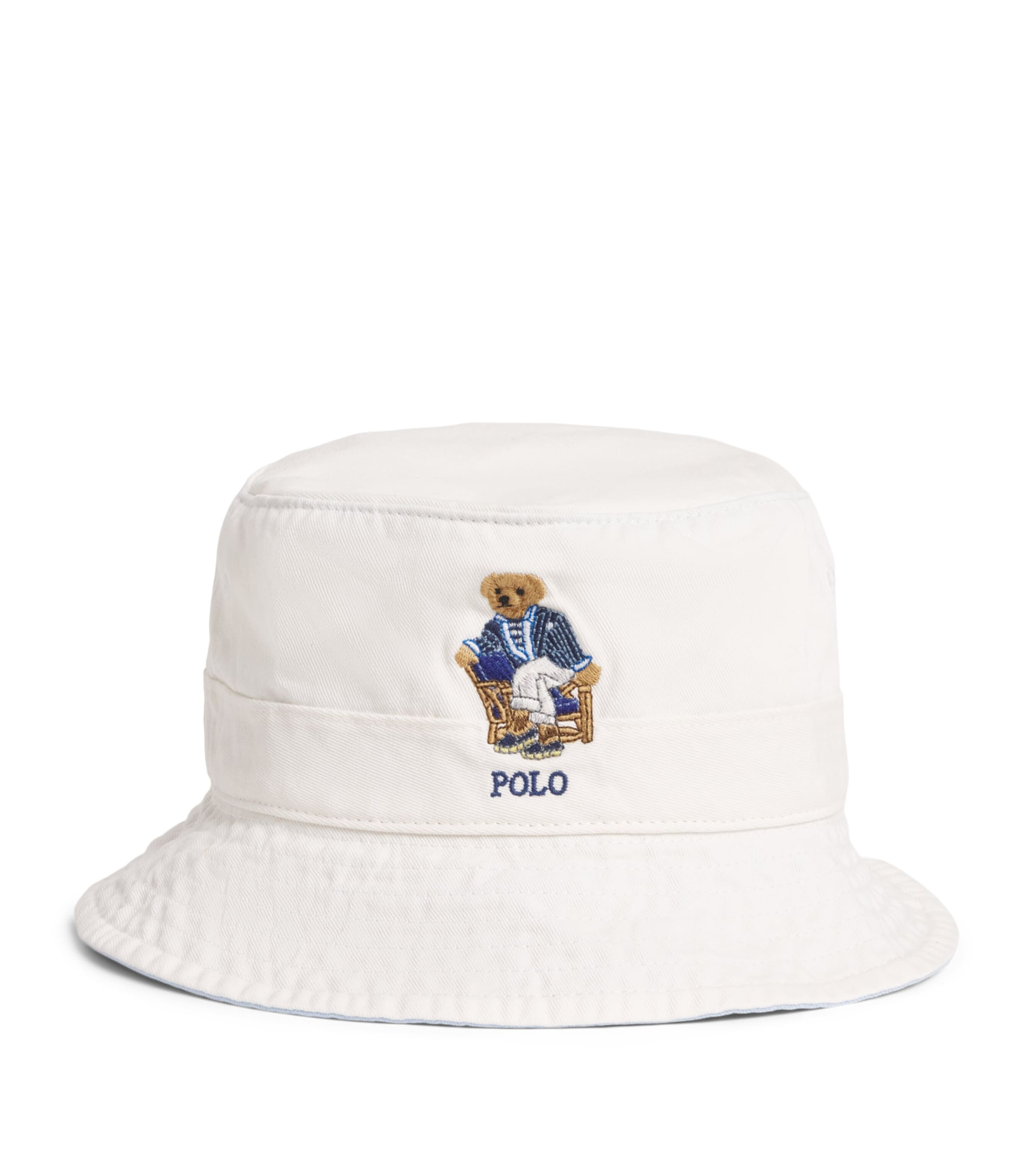 Polo Ralph Lauren Cotton Twill Polo Bear Bucket Hat Dckwsh Wht W/nprt Br