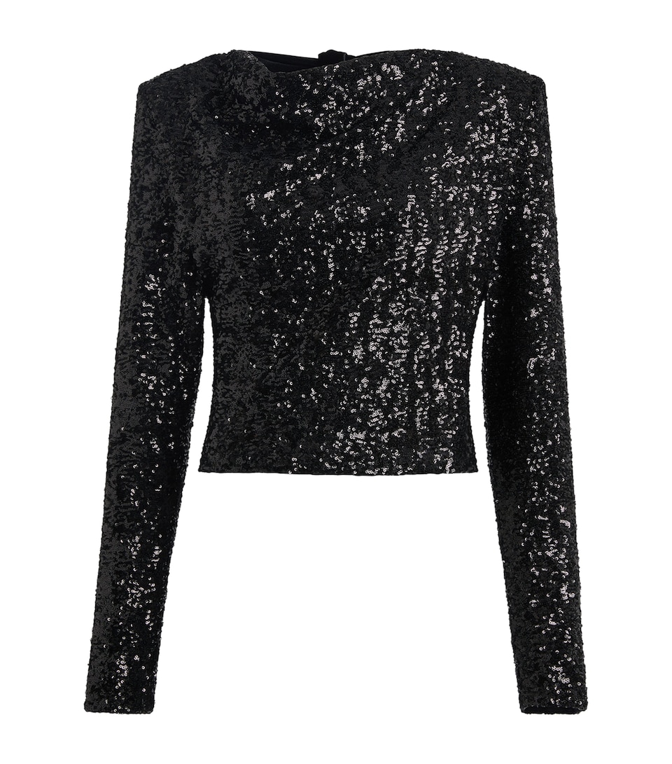 Balmain Womens Sequinned Long-Sleeve Blouse Ead Noir/or